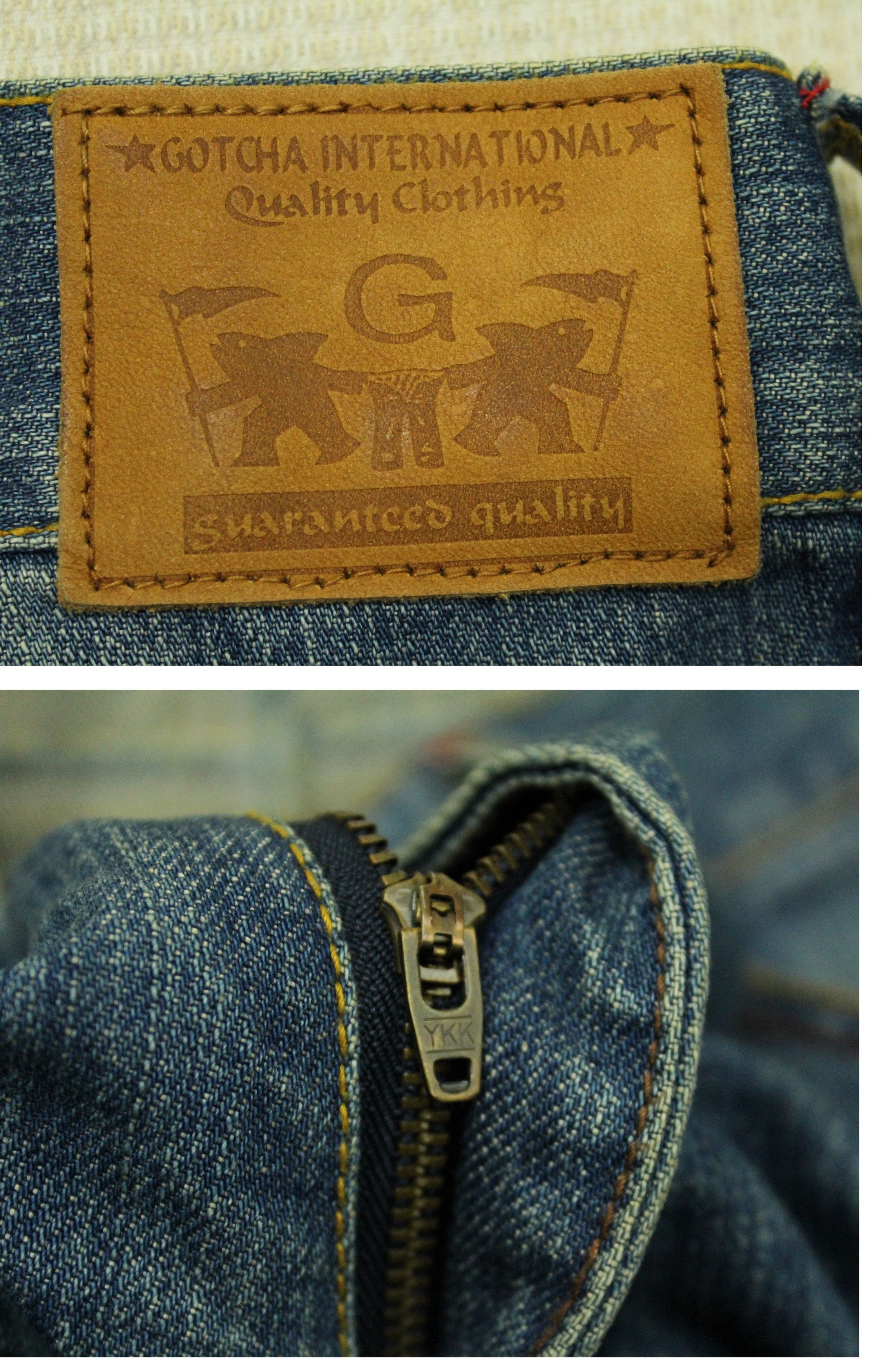 Ed Hardy × Gotcha × JNCO GOTCHA Pants Denim Embroidered Big Logo Surf Style Size US 35 - 17 Thumbnail
