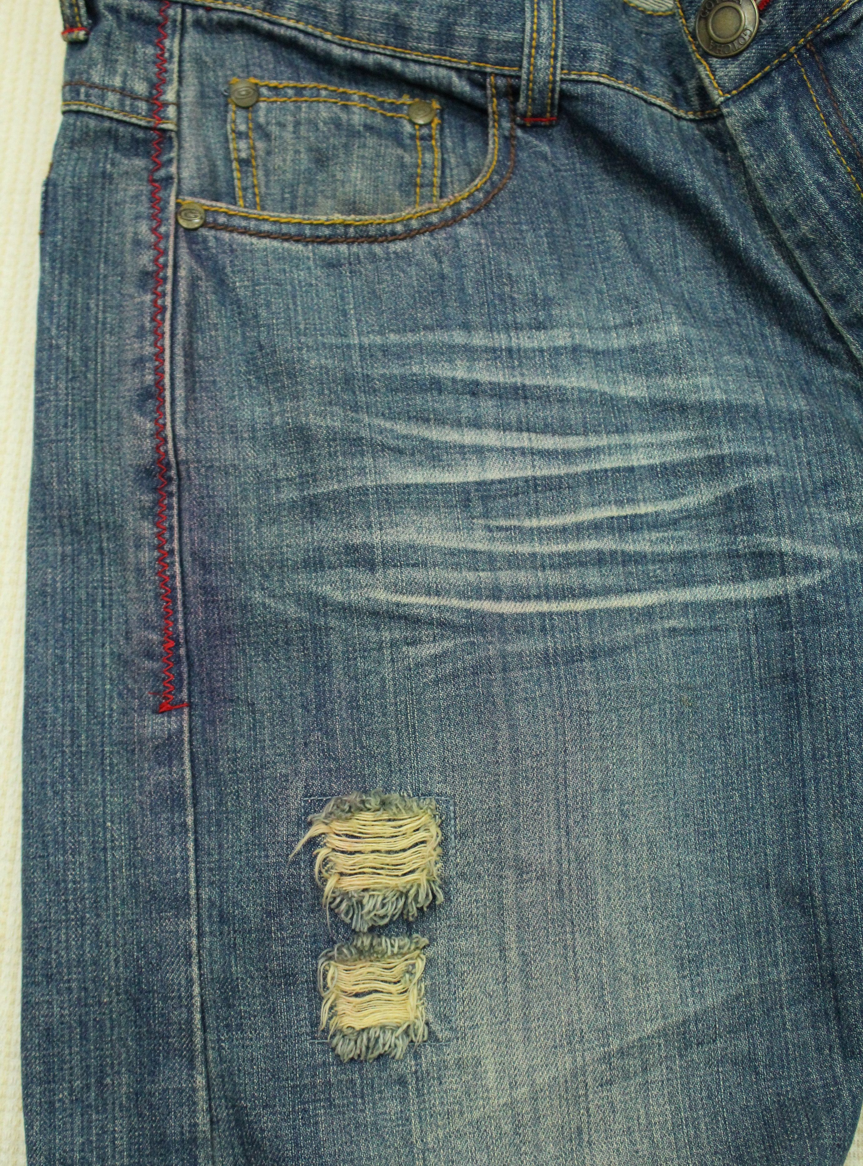 Ed Hardy × Gotcha × JNCO GOTCHA Pants Denim Embroidered Big Logo Surf Style Size US 35 - 20 Thumbnail
