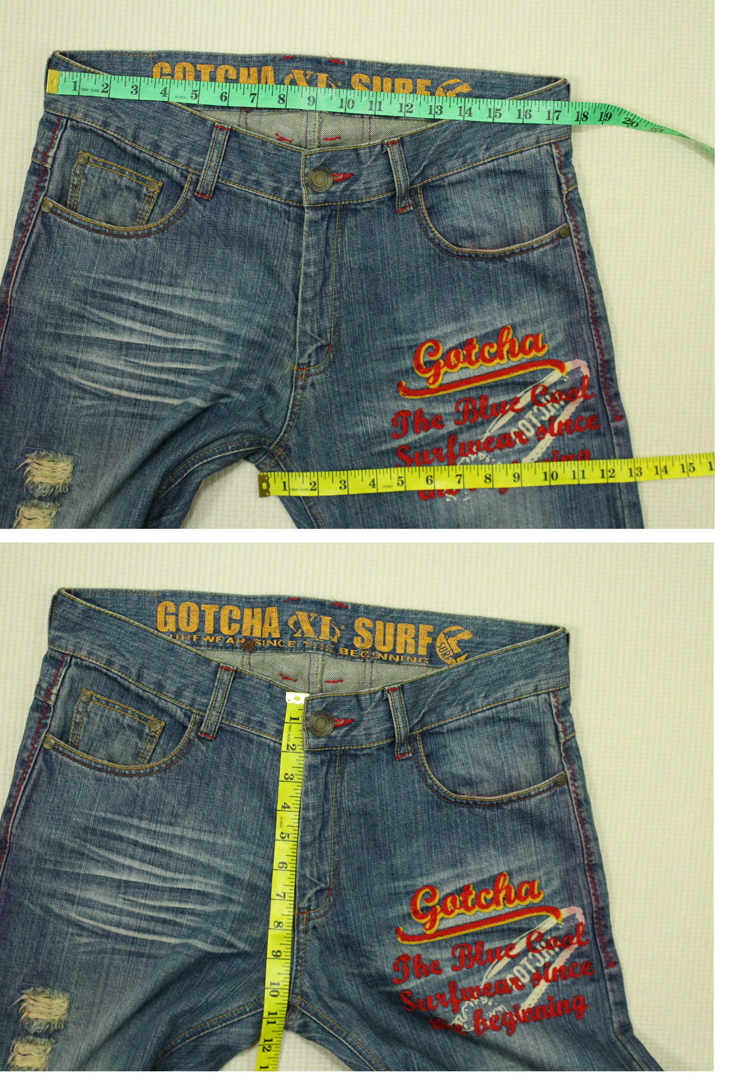 Ed Hardy × Gotcha × JNCO GOTCHA Pants Denim Embroidered Big Logo Surf Style Size US 35 - 19 Thumbnail
