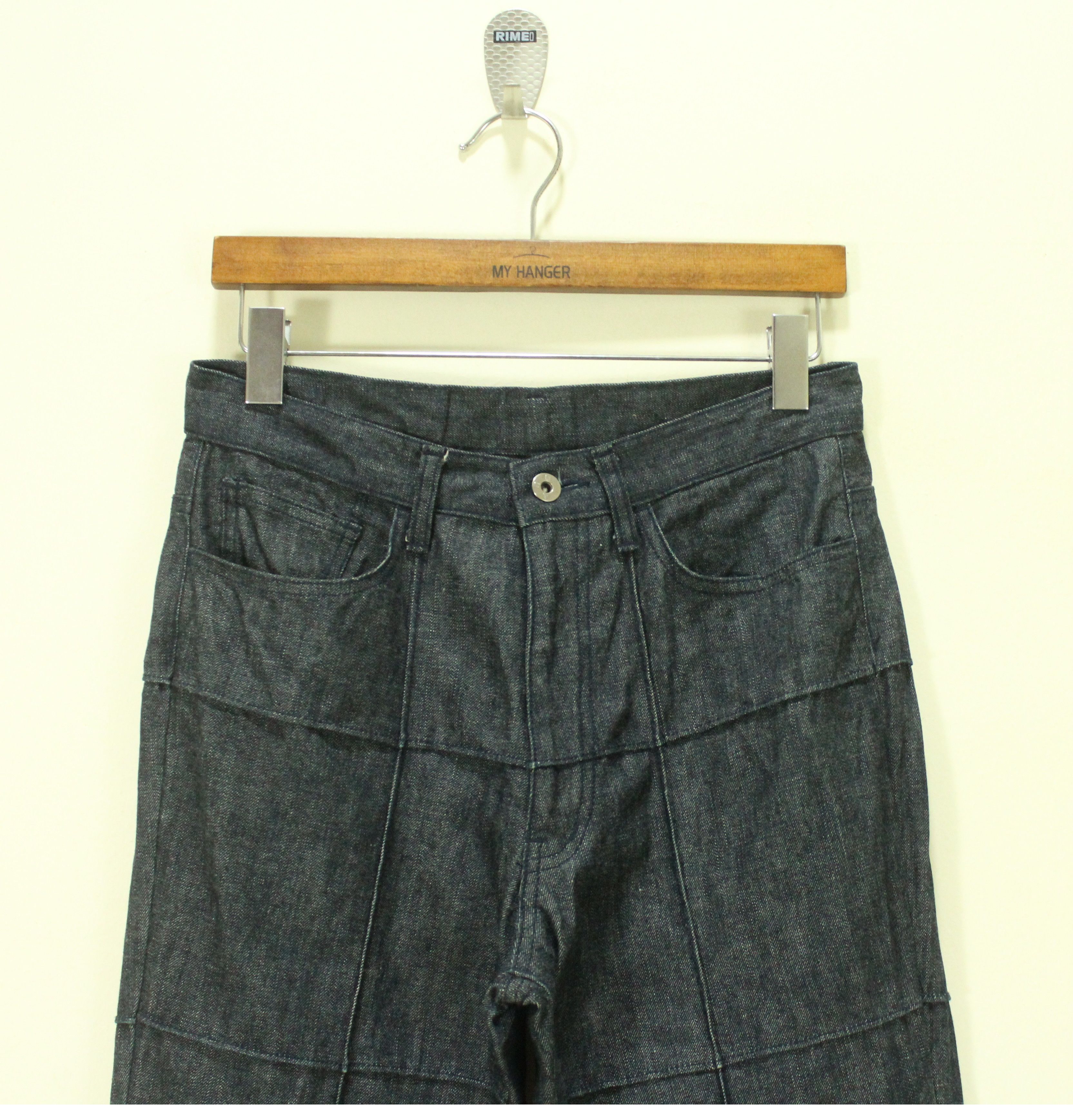 Japanese Brand Flared 🔥 Overstitches Checked Pattern BOYCOTT Denim Pants Size US 28 / EU 44 - 2 Thumbnail
