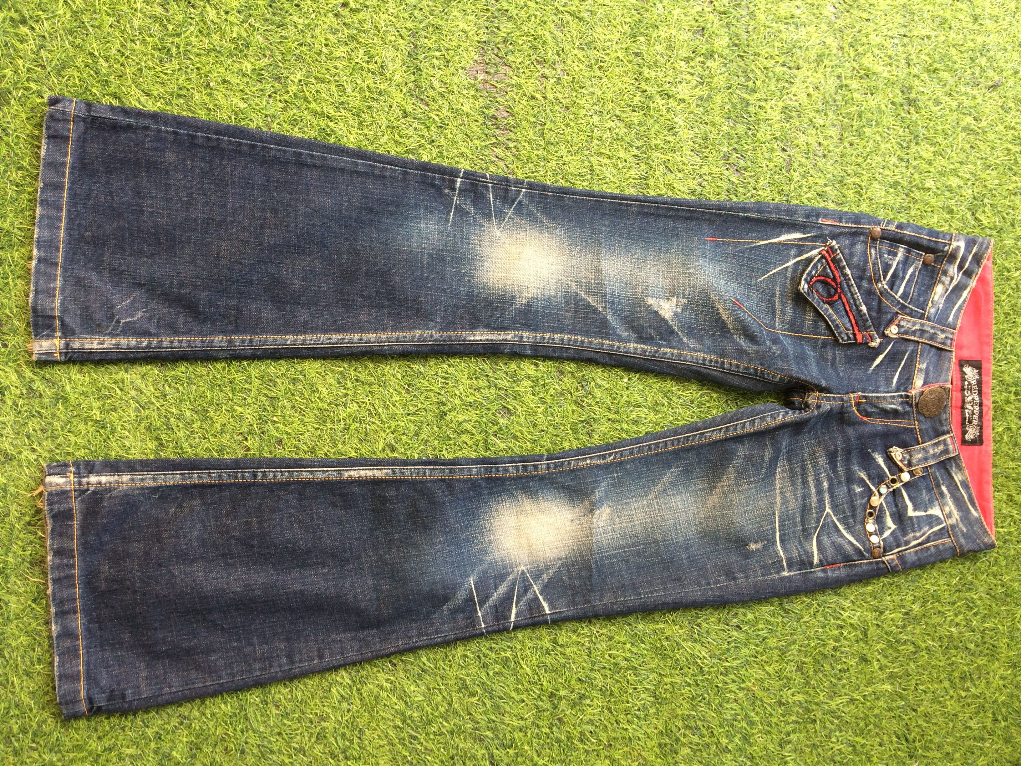 image of Archival Clothing redpepper Flared Seditionaries Jeans D-420 in Blue Denim, Men's (Size 29)