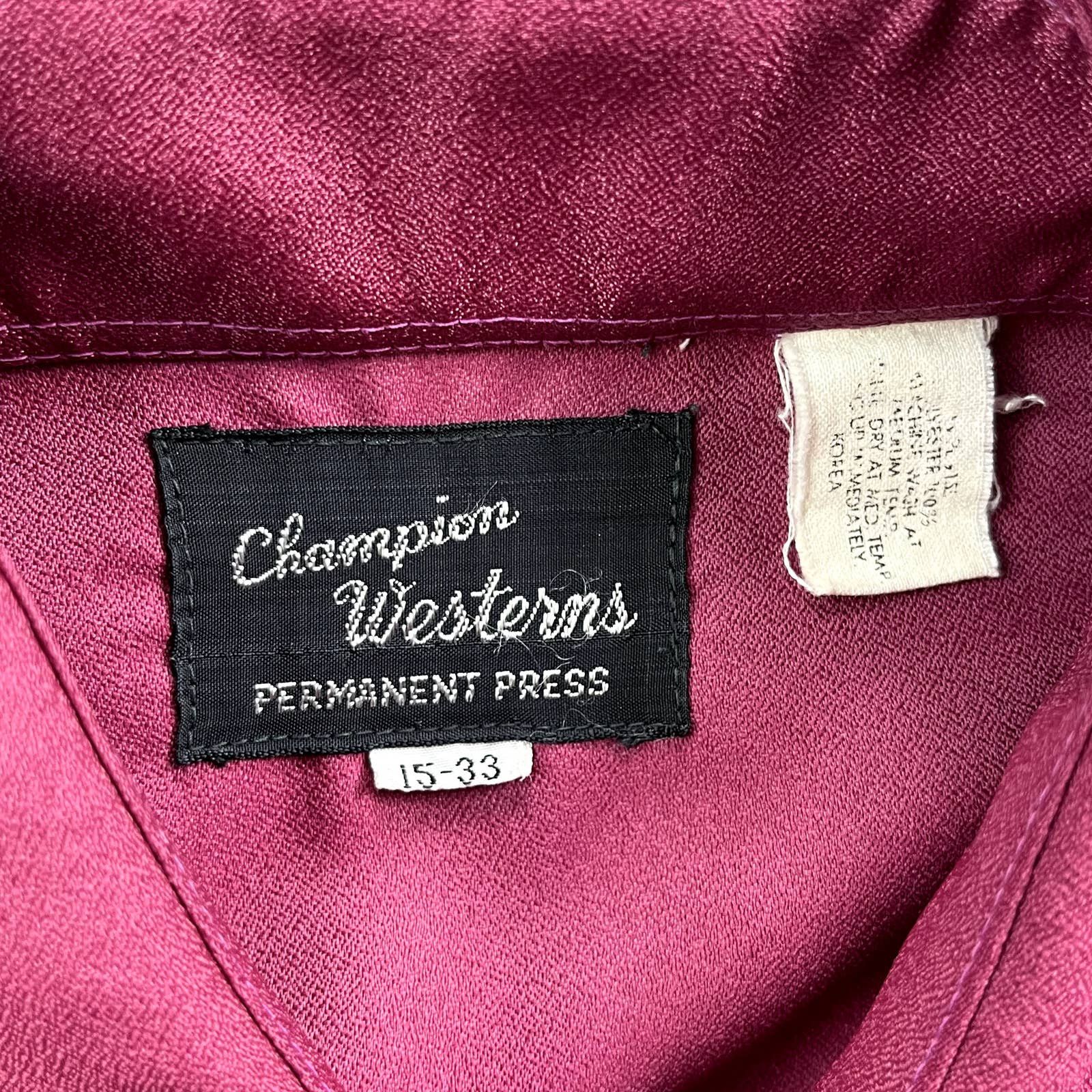 Vintage Vintage Champion Westerns Shirt Medium 15-33 Pink Pearl Snap Size US M / EU 48-50 / 2 - 5 Thumbnail