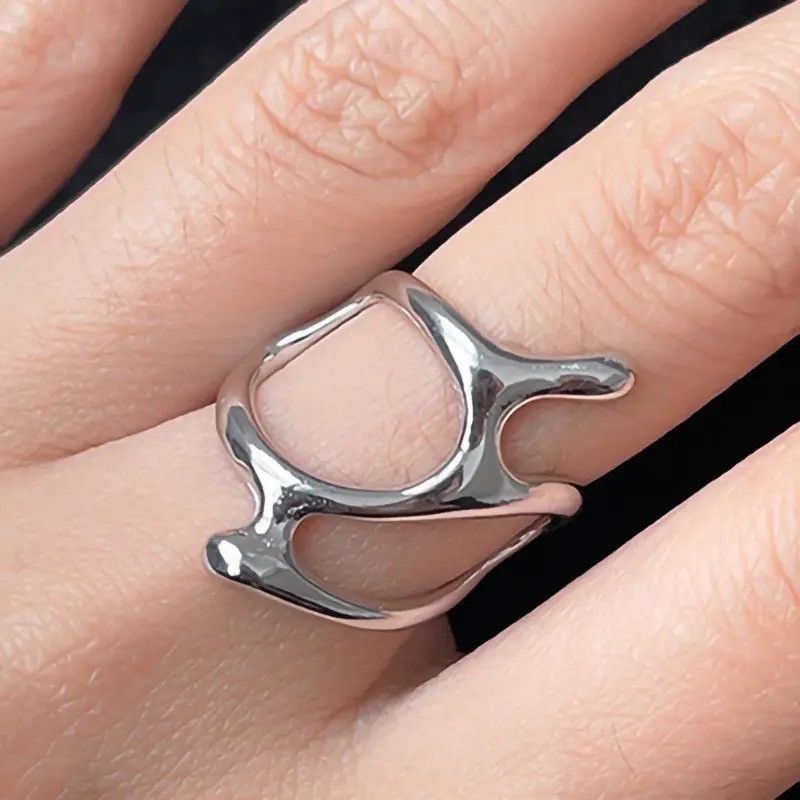 Jewelry Abstract Ring Slime Silver Modern Punk Art Psychedelic Size ONE SIZE - 1 Thumbnail