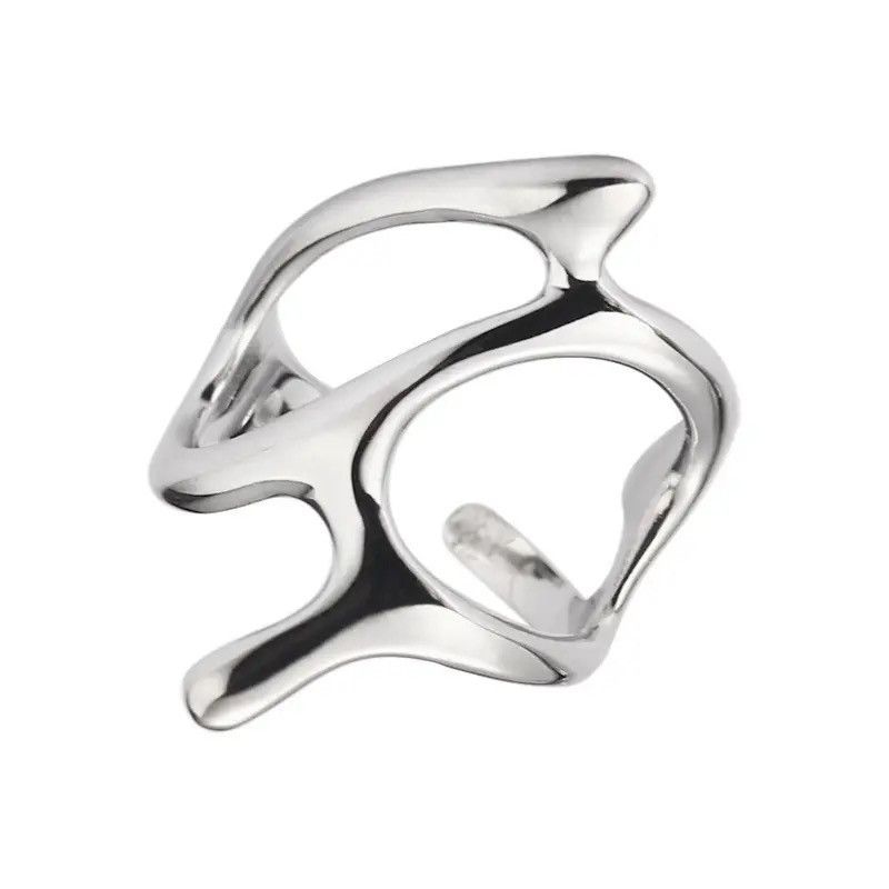 Jewelry Abstract Ring Slime Silver Modern Punk Art Psychedelic Size ONE SIZE - 3 Thumbnail