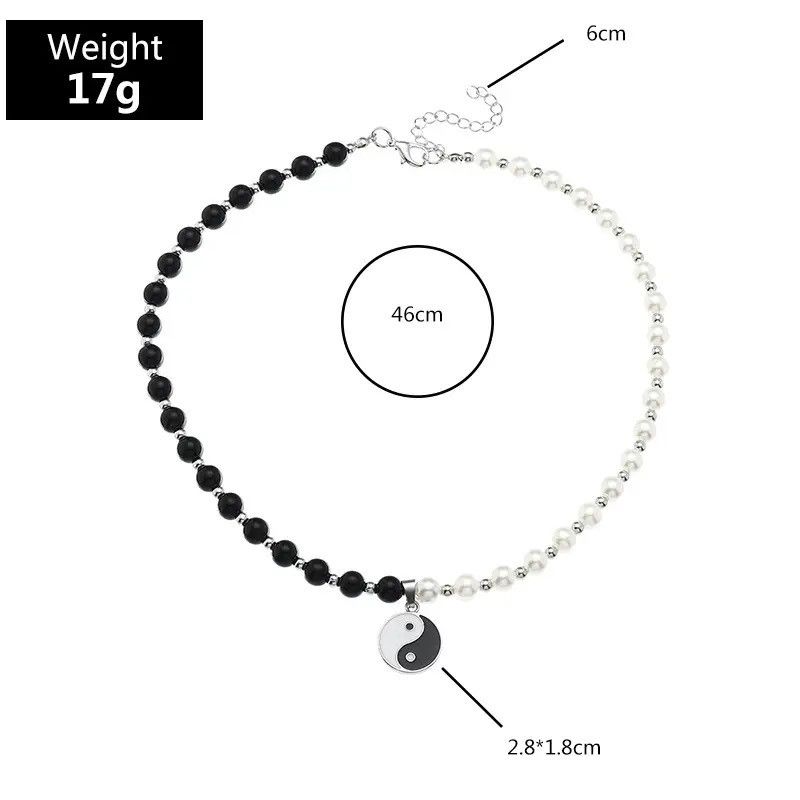 Jewelry Yin Yang Pendant Bead Necklace Lucky Asian Peace Love Chain Size ONE SIZE - 5 Thumbnail