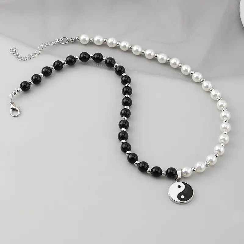 Jewelry Yin Yang Pendant Bead Necklace Lucky Asian Peace Love Chain Size ONE SIZE - 4 Thumbnail