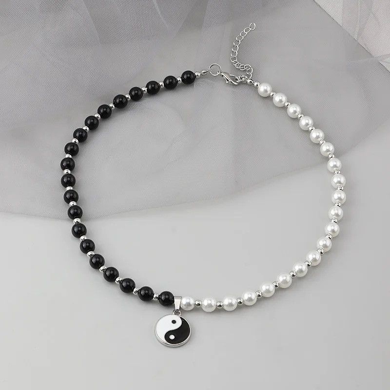 Jewelry Yin Yang Pendant Bead Necklace Lucky Asian Peace Love Chain Size ONE SIZE - 3 Thumbnail