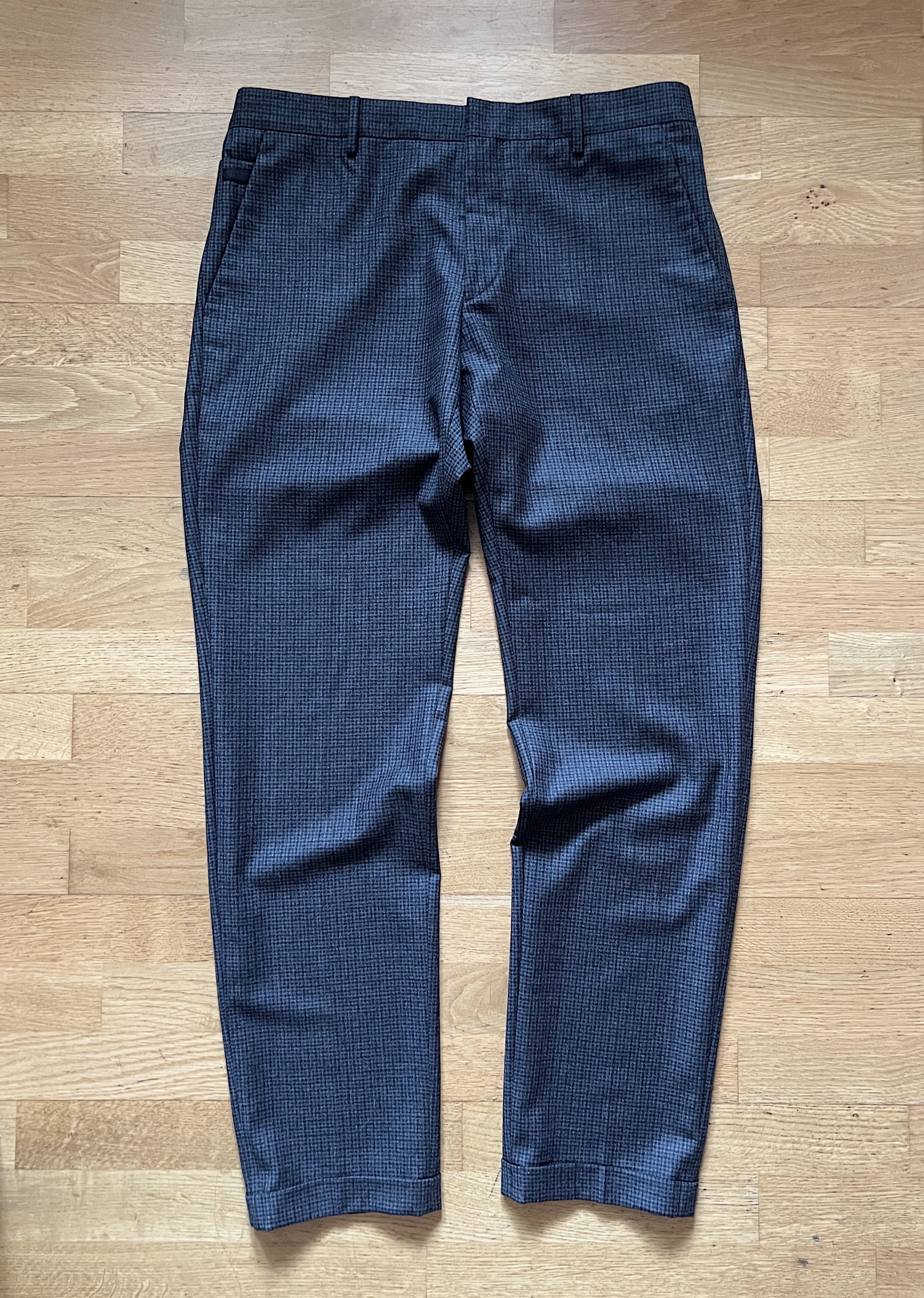 Prada Checkered Cuffs Wool Trousers