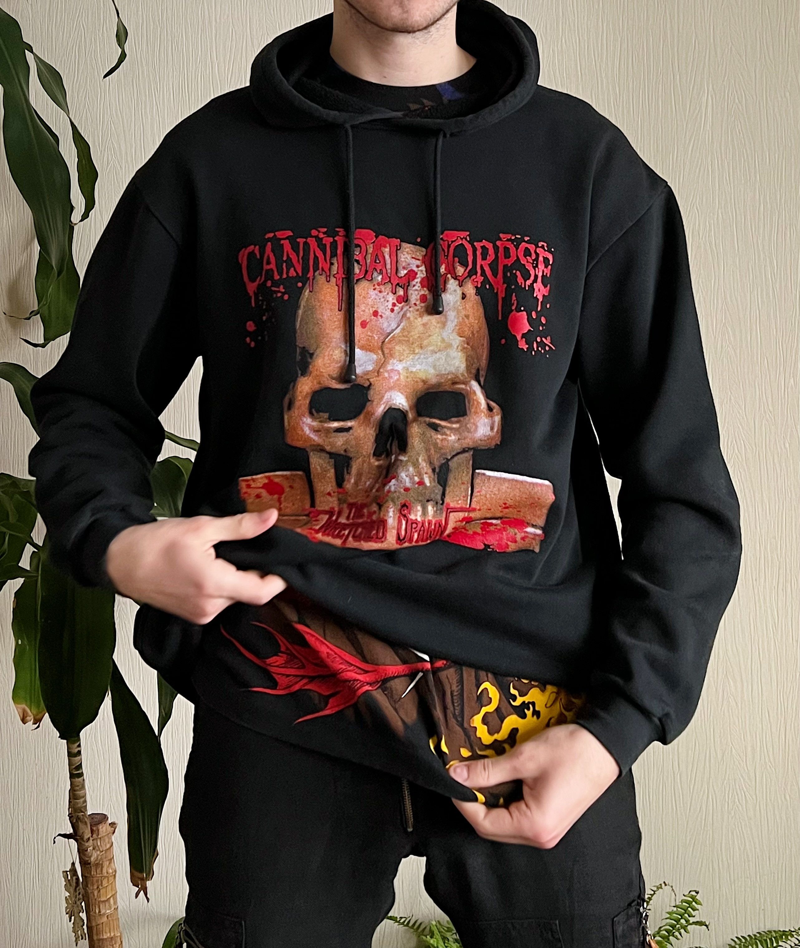 Band Tees 💀00s Vintage Cannibal Corpse Skull Death Metal Band Hoodie Size US XL / EU 56 / 4 - 4 Thumbnail