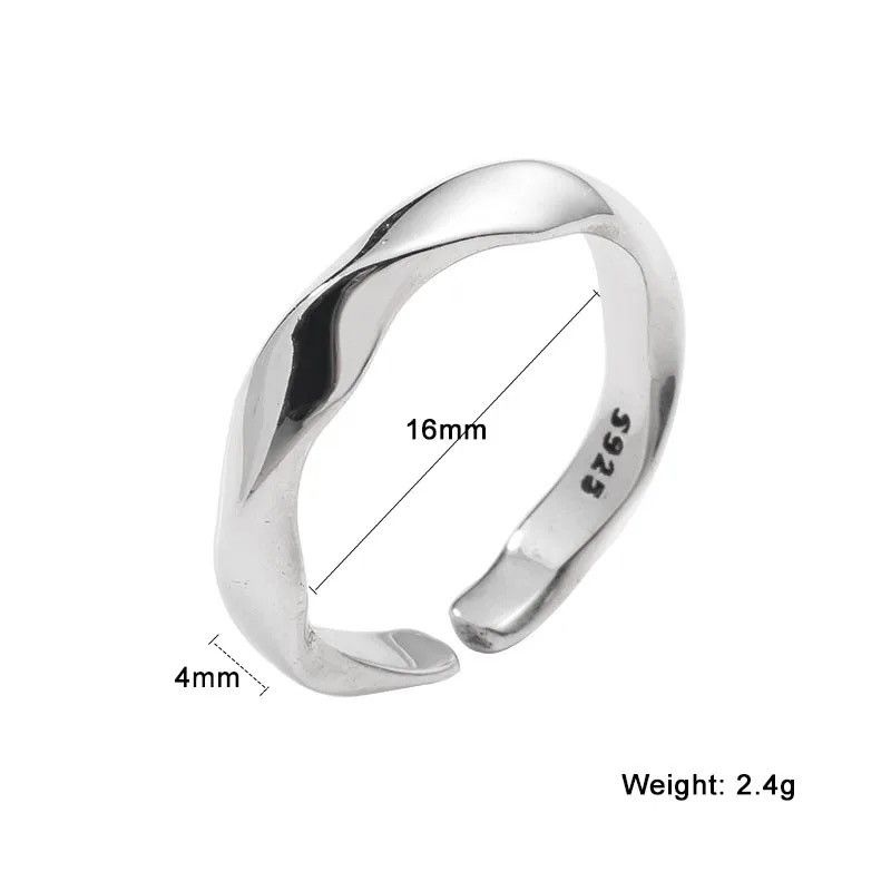 Jewelry × Vintage Minimalist Silver Plated Ring Jewelry Loop Geometric Size ONE SIZE - 4 Thumbnail