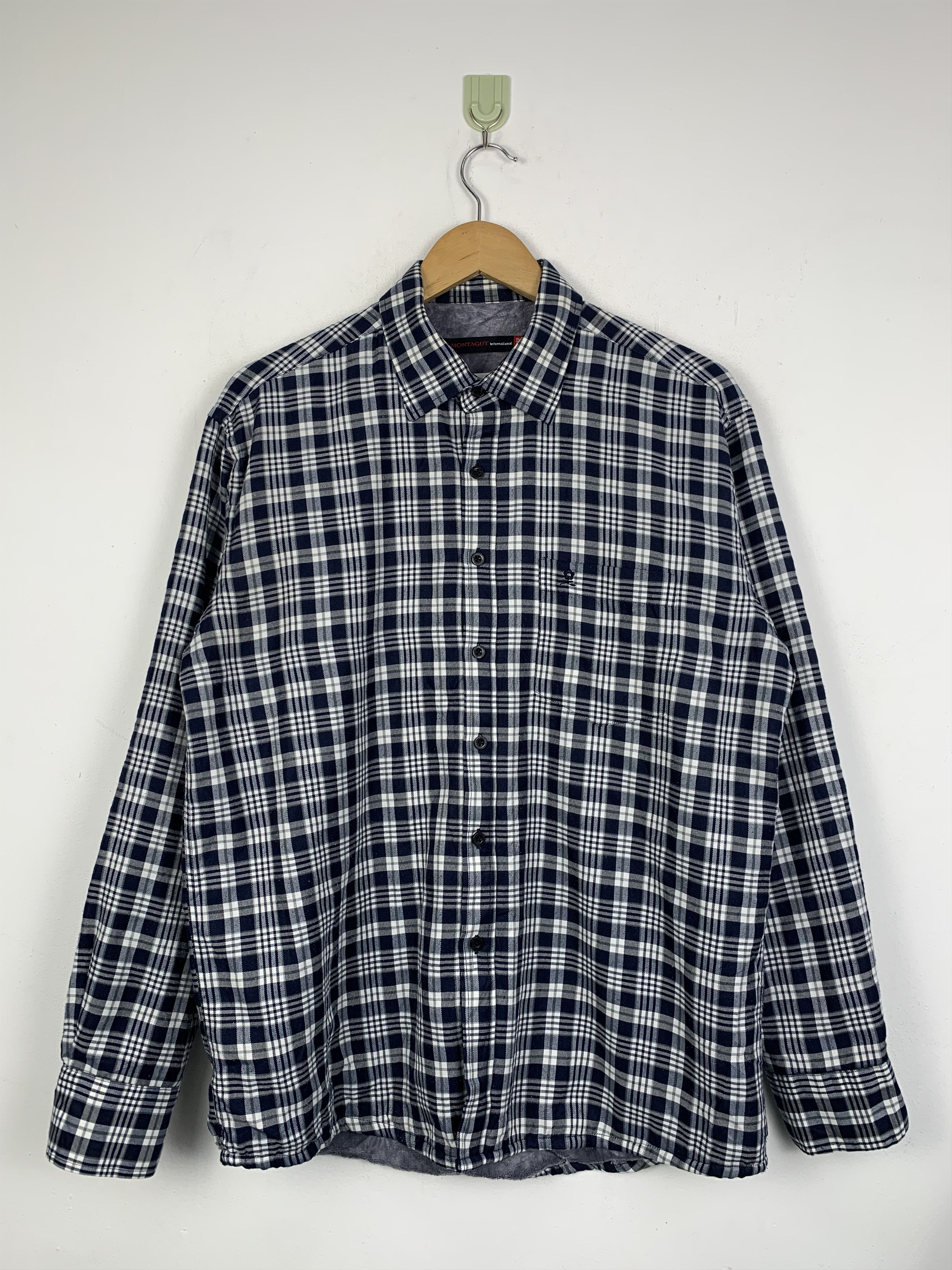 image of Vintagde 80/90S Montagut Shadow Plaid Jacket in Blue, Men's (Size Large)