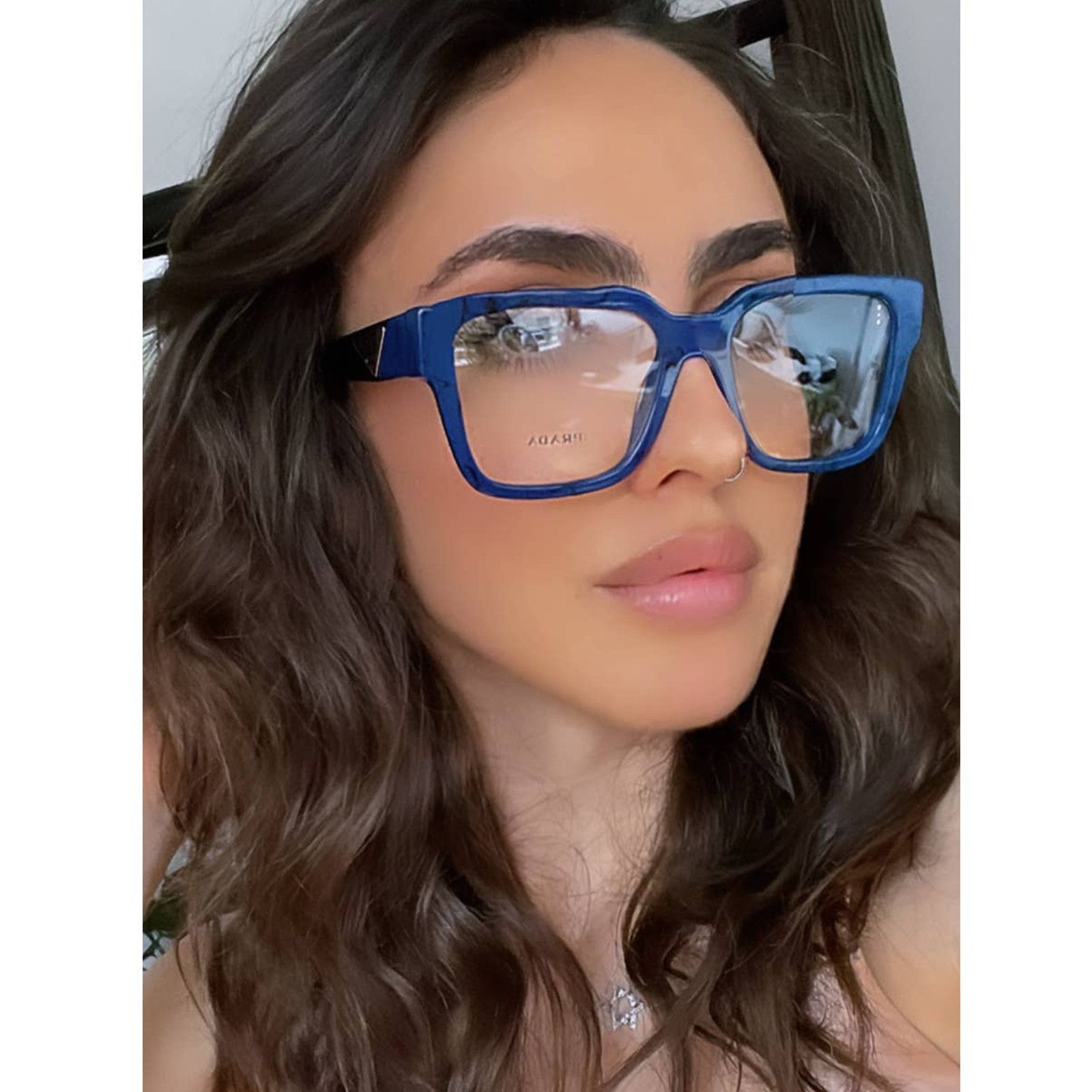 Prada NEW Prada PR08ZV Square Eyeglasses Frames in Blue