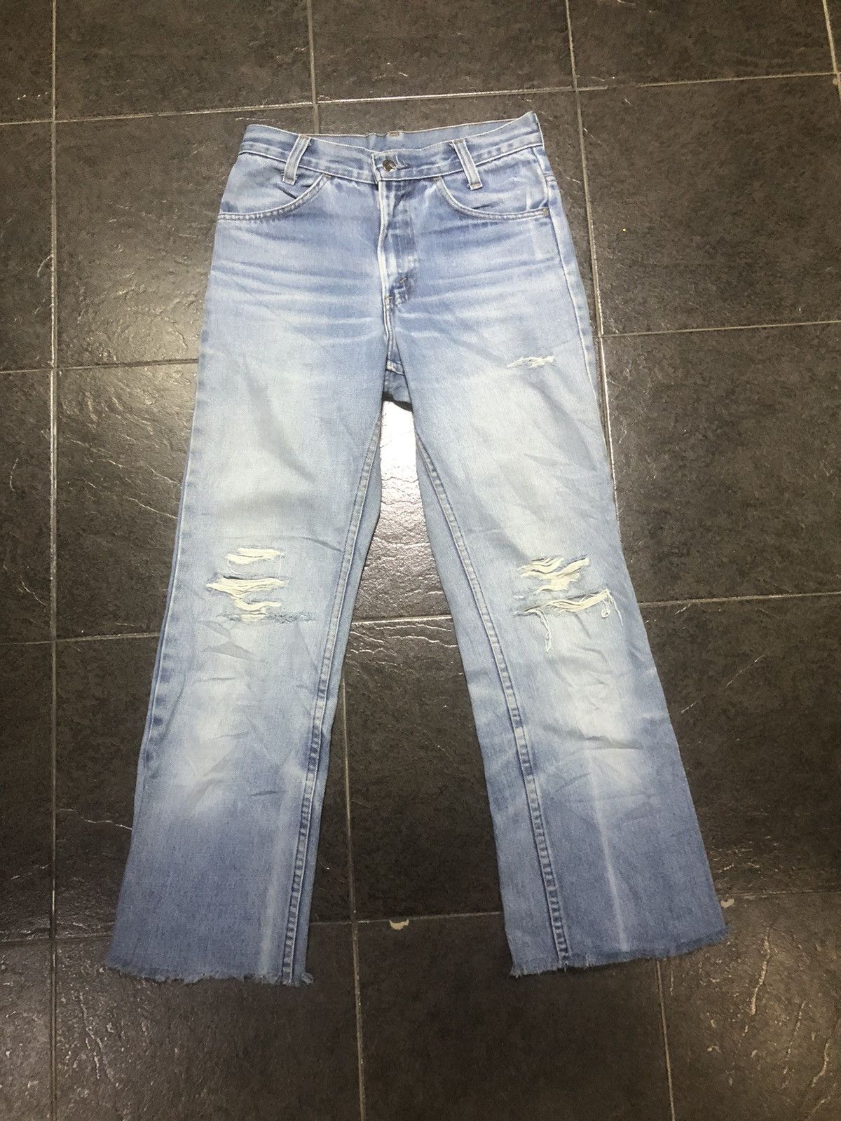 Levi's Vintage 70s Levis Flare Cut Orange Tab Distressed Denim Size US 27 - 1 Thumbnail