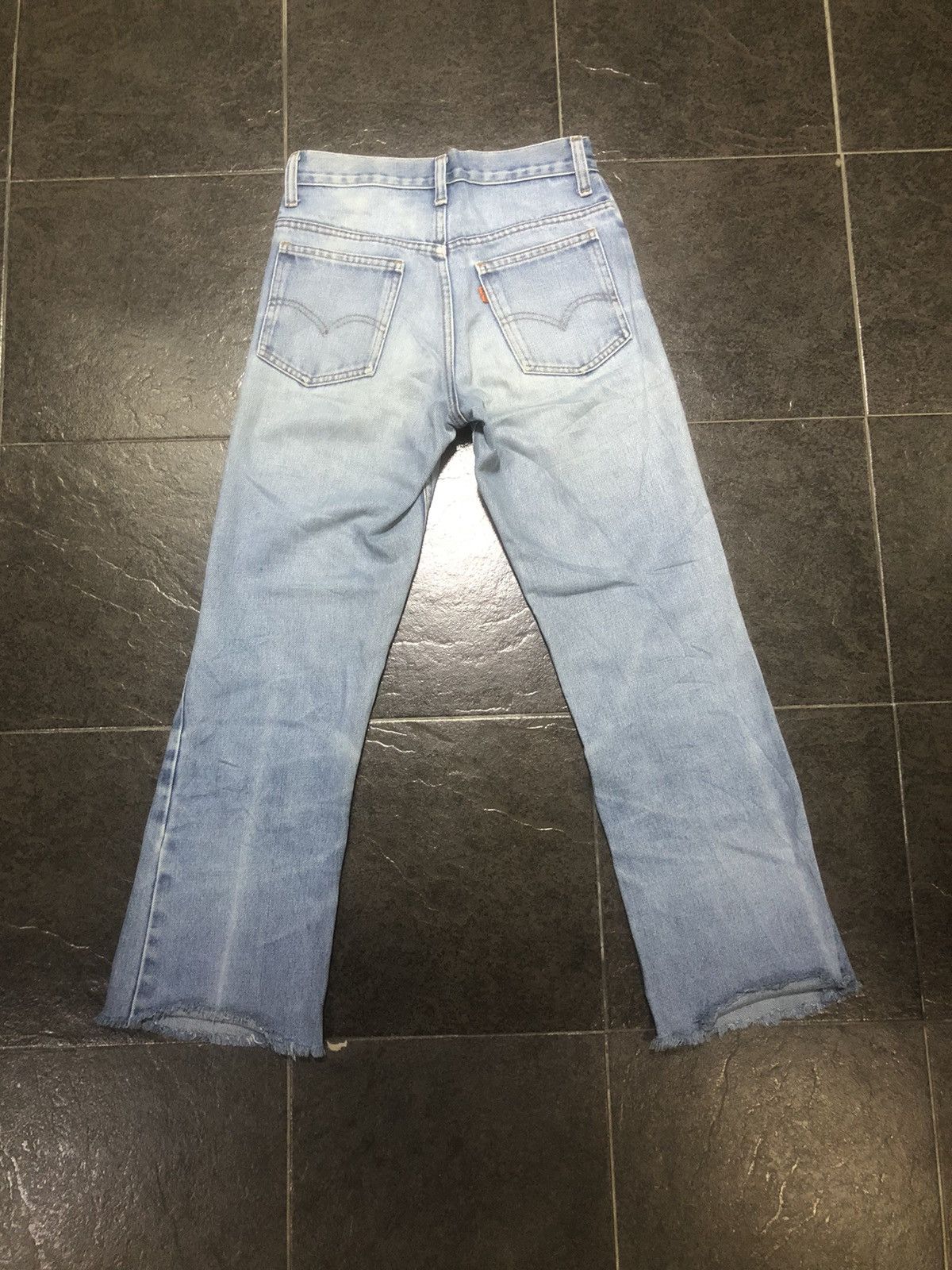 Levi's Vintage 70s Levis Flare Cut Orange Tab Distressed Denim Size US 27 - 2 Thumbnail