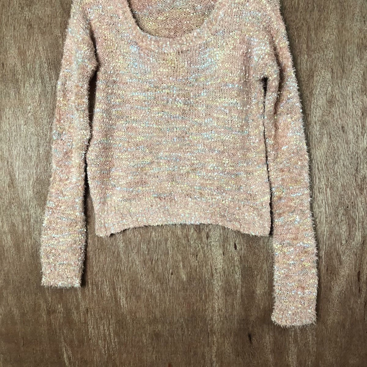 Aran Isles Knitwear Kitty Mona Peach Shag Shaggy Fur Mohair Knitwear #6587 Size S / US 4 / IT 40 - 3 Thumbnail