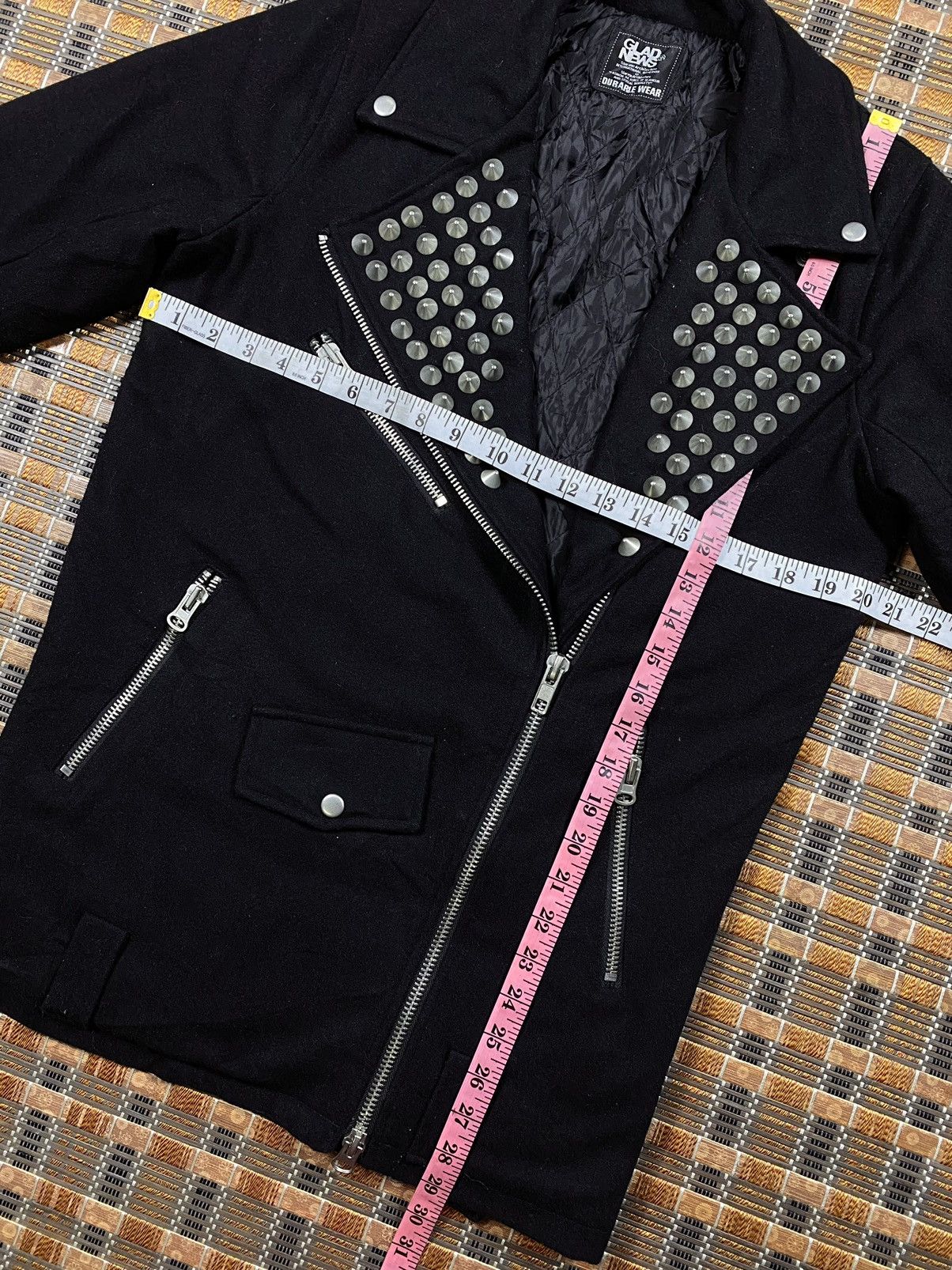 Japanese Brand Rebel 🔥 Double Colar Asymmetrical Jacket By Glad News Size L / US 10 / IT 46 - 2 Thumbnail