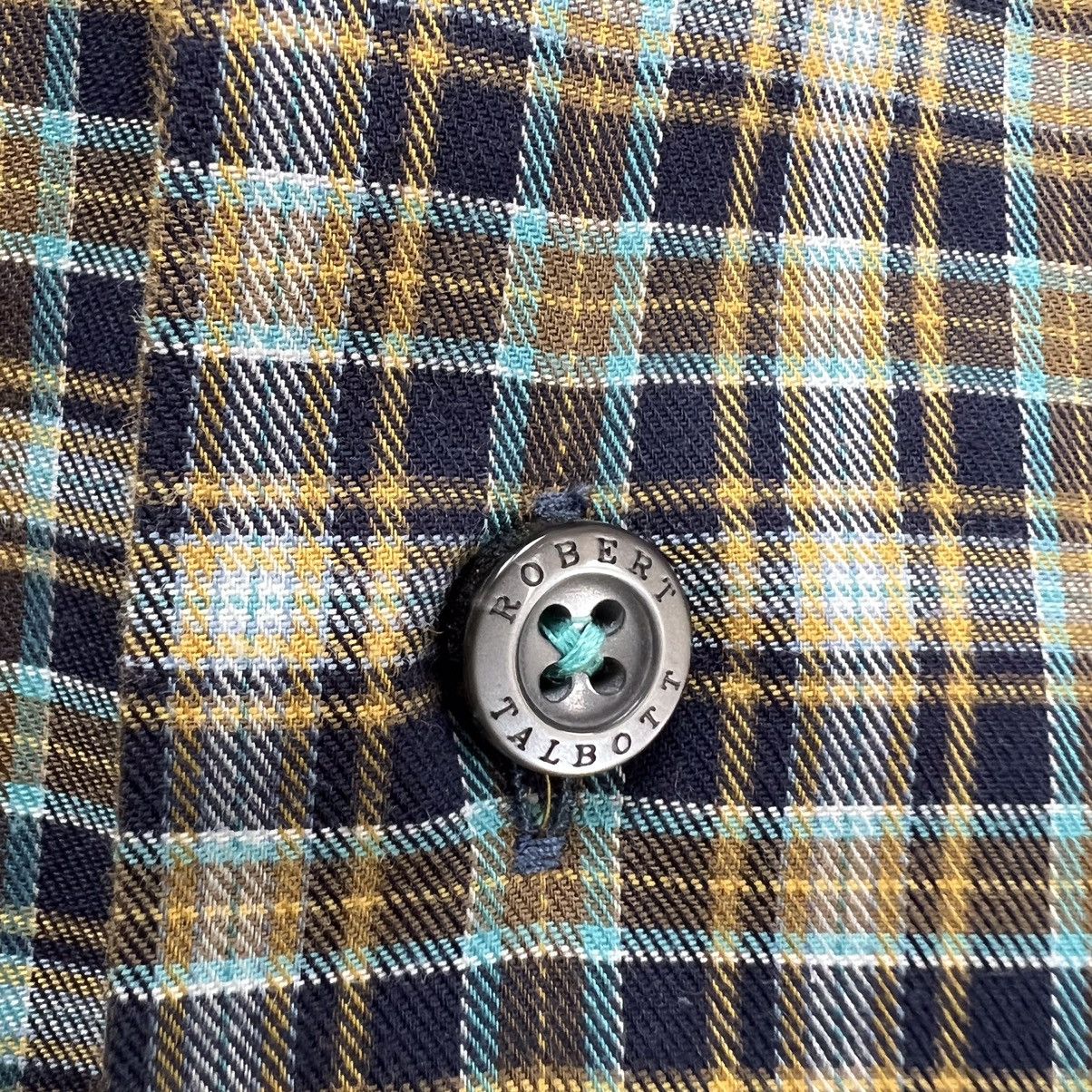 Robert Talbott Robert Talbott Tailored Blue Yellow Plaid Button-Up Shirt Size US XL / EU 56 / 4 - 4 Thumbnail