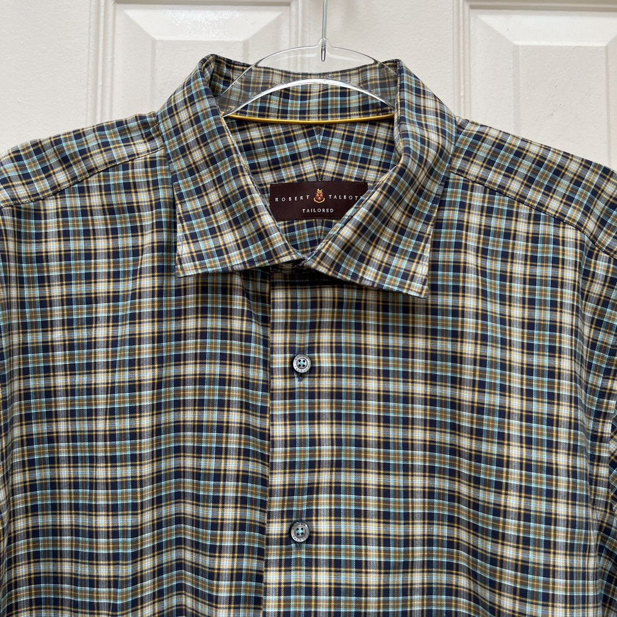 Robert Talbott Robert Talbott Tailored Blue Yellow Plaid Button-Up Shirt Size US XL / EU 56 / 4 - 3 Thumbnail