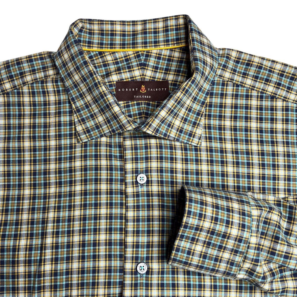 Robert Talbott Robert Talbott Tailored Blue Yellow Plaid Button-Up Shirt Size US XL / EU 56 / 4 - 1 Thumbnail