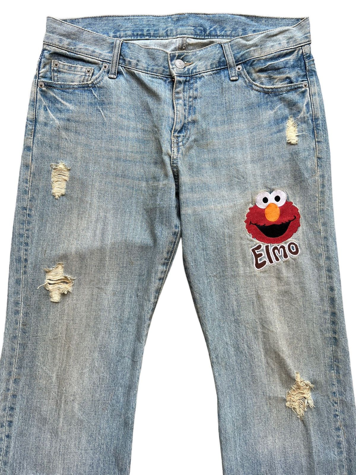 Cartoon Network Vintage Elmo Grunge Distressed Rusty Denim Jeans 35x31.5 Size US 35 - 3 Thumbnail