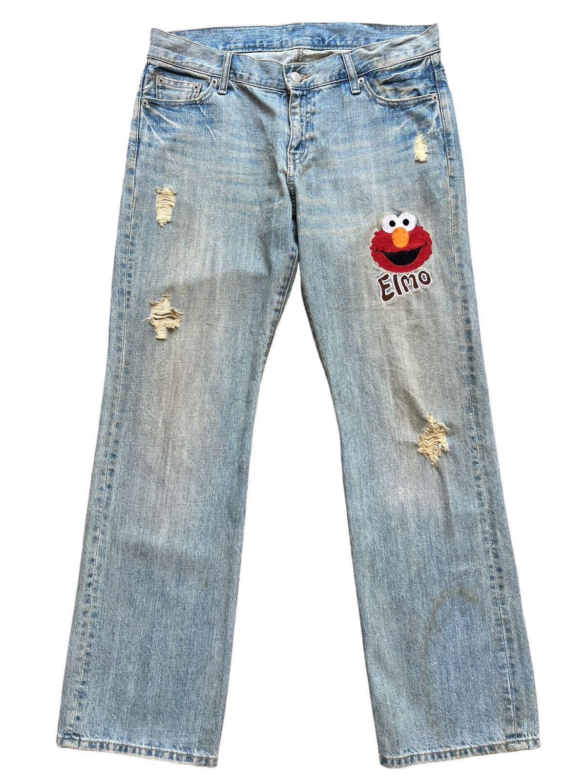 Cartoon Network Vintage Elmo Grunge Distressed Rusty Denim Jeans 35x31.5 Size US 35 - 1 Thumbnail