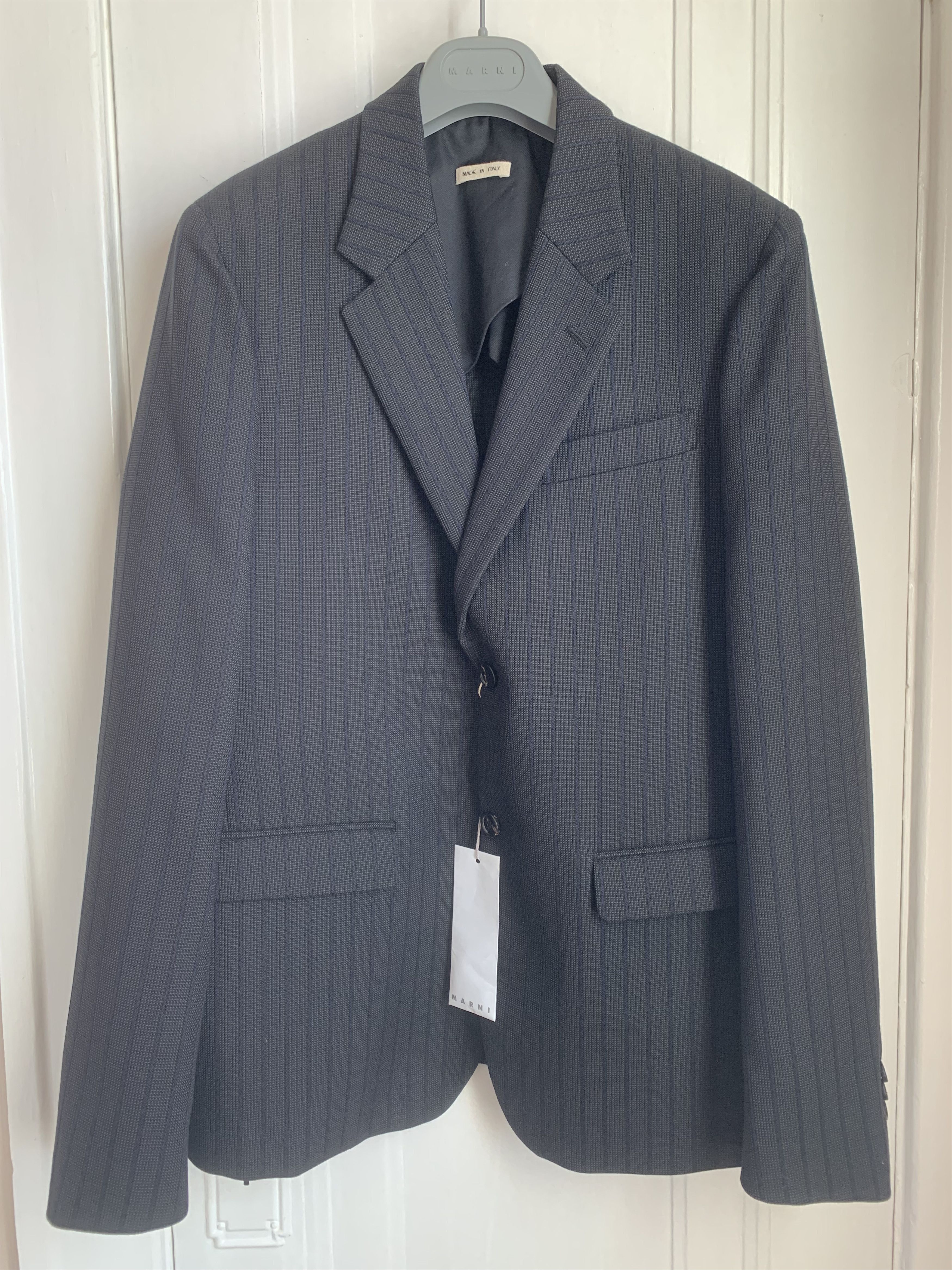 Marni $1.7k+ FW19 blazer w/ indigo stripes, IT52, Italy Size 42R - 2 Thumbnail