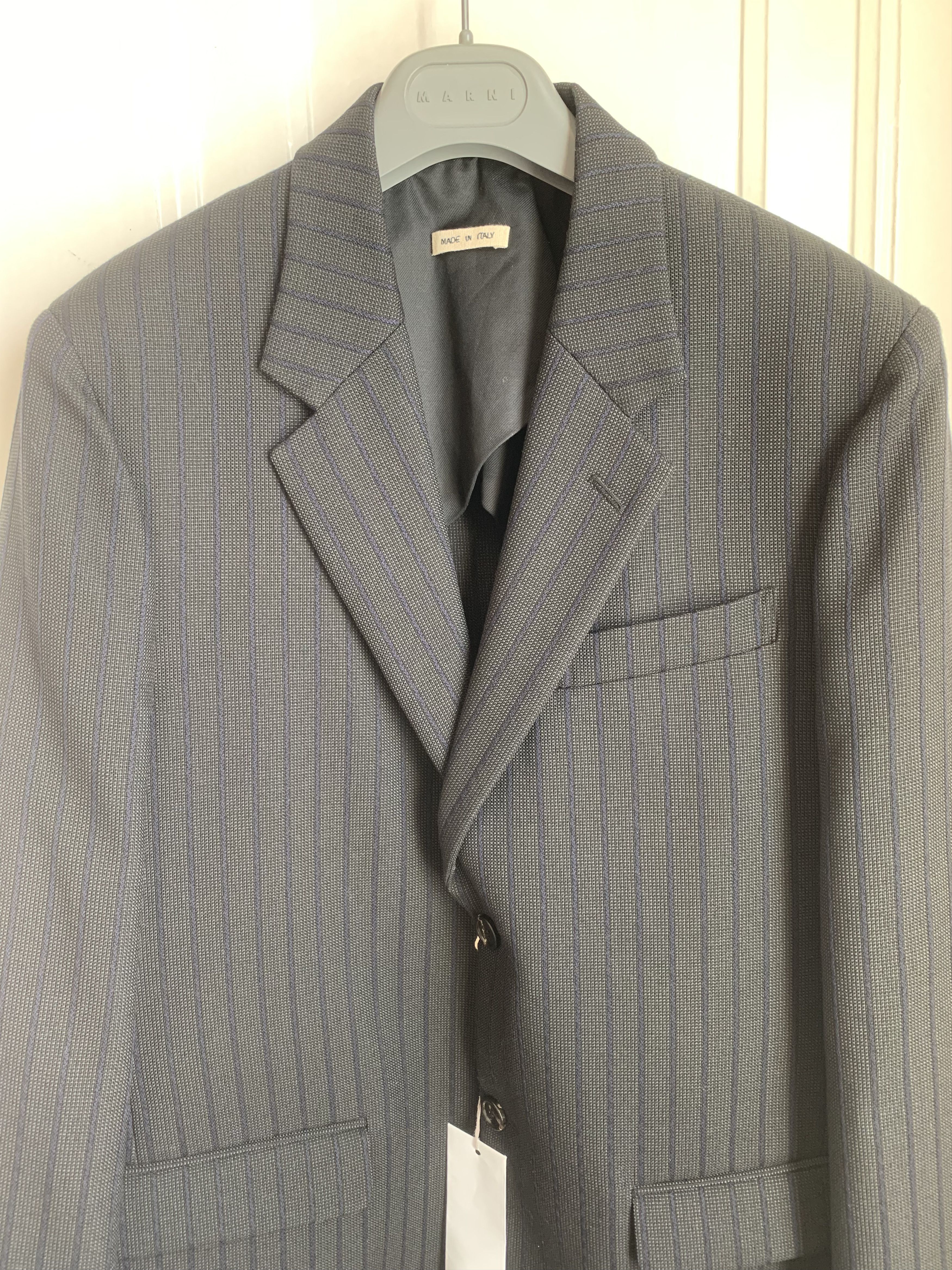 Marni $1.7k+ FW19 blazer w/ indigo stripes, IT52, Italy Size 42R - 5 Thumbnail