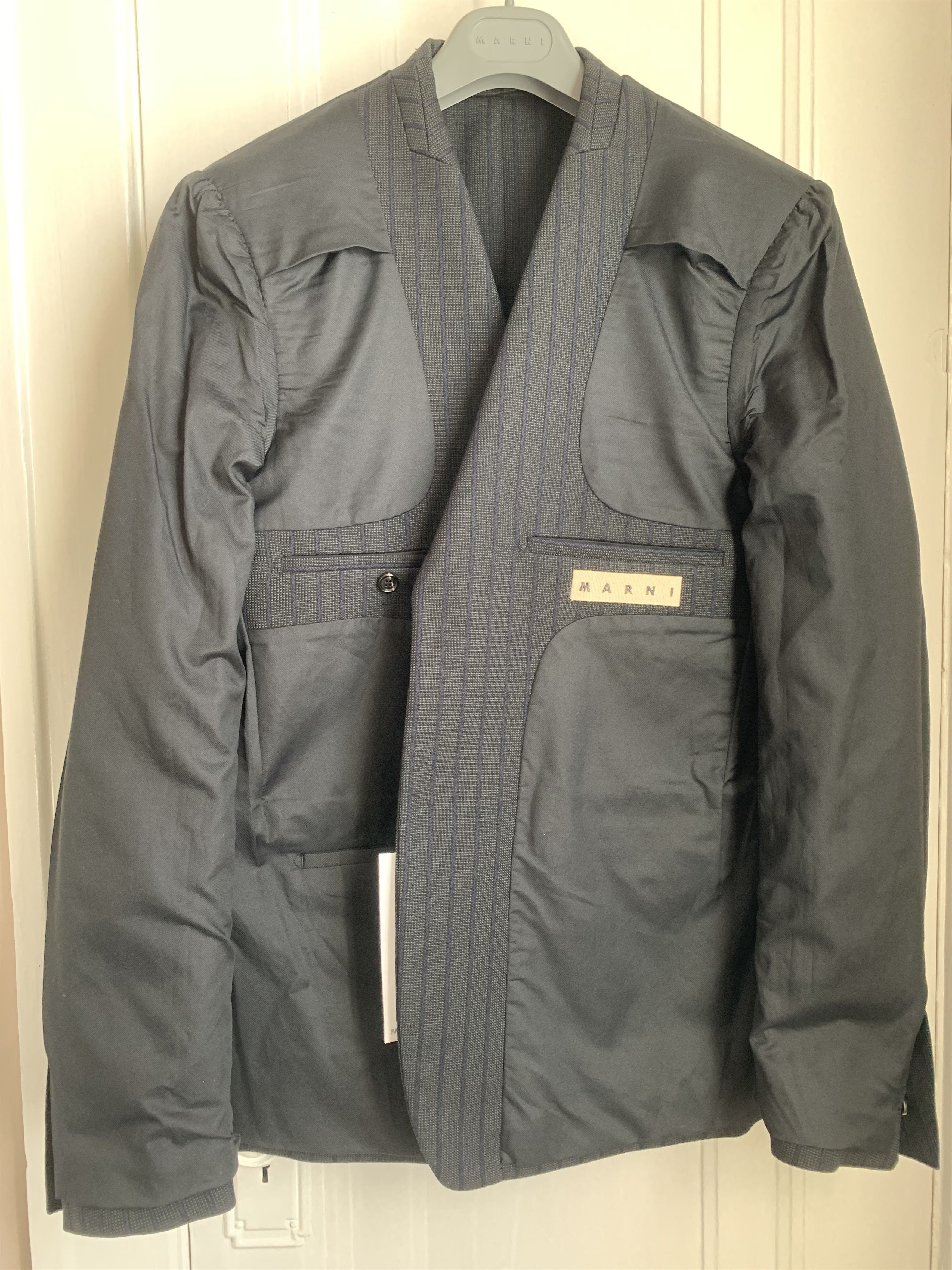 Marni $1.7k+ FW19 blazer w/ indigo stripes, IT52, Italy Size 42R - 9 Thumbnail