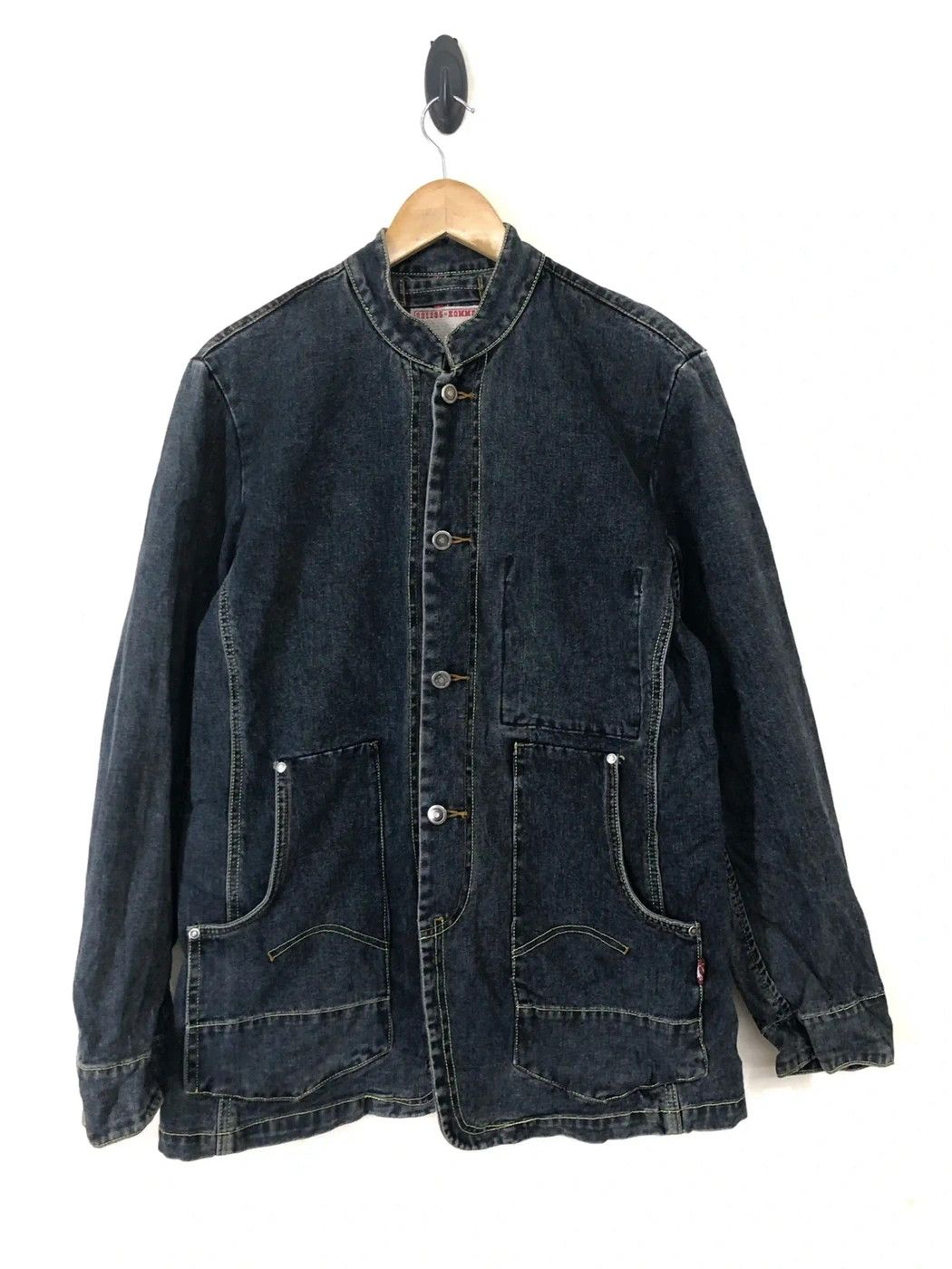 291295＝homme denim jacket Japanese Brand Vintage 291295 Homme Distressed Denim Jacket