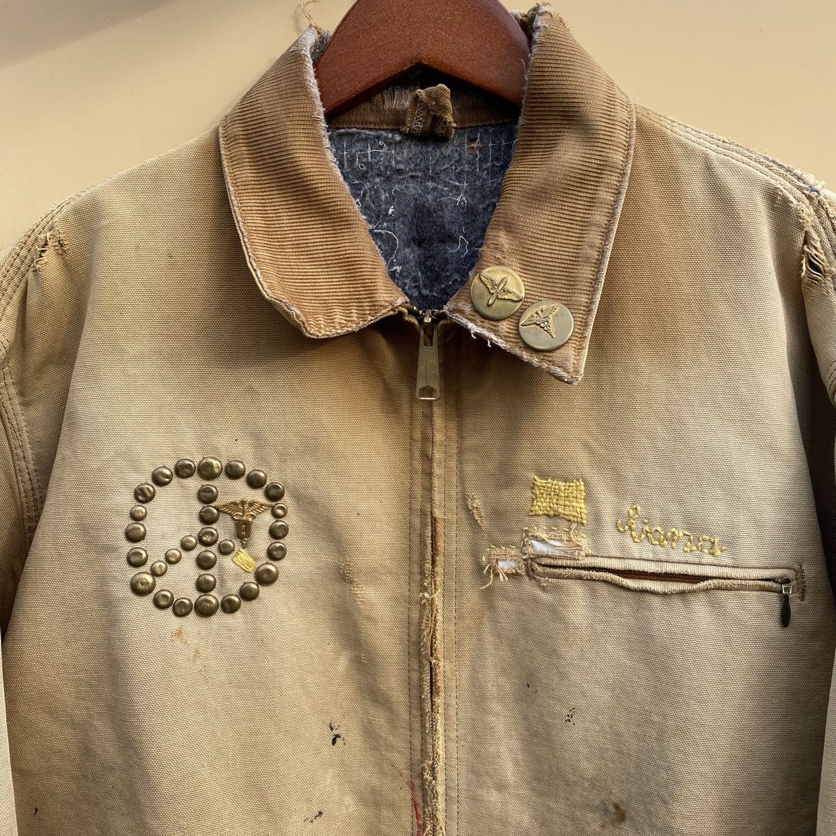 Carhartt × Carhartt Wip × Vintage Thrashed Detroit Jacket Rework custom ...