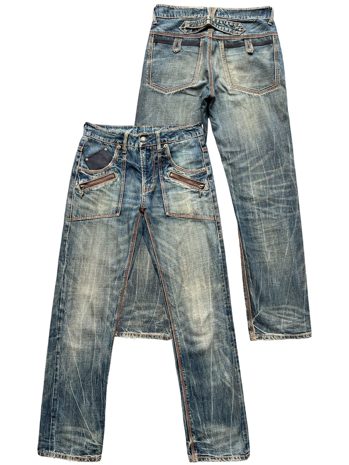 Avail Distressed Baggy Rusty Multipocket Denim Jeans 32x33