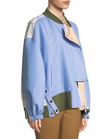 N21 × No. 21 No21 Asymmetric Patchwork Bomber Jacket Size S / US 4 / IT 40 - 2 Thumbnail