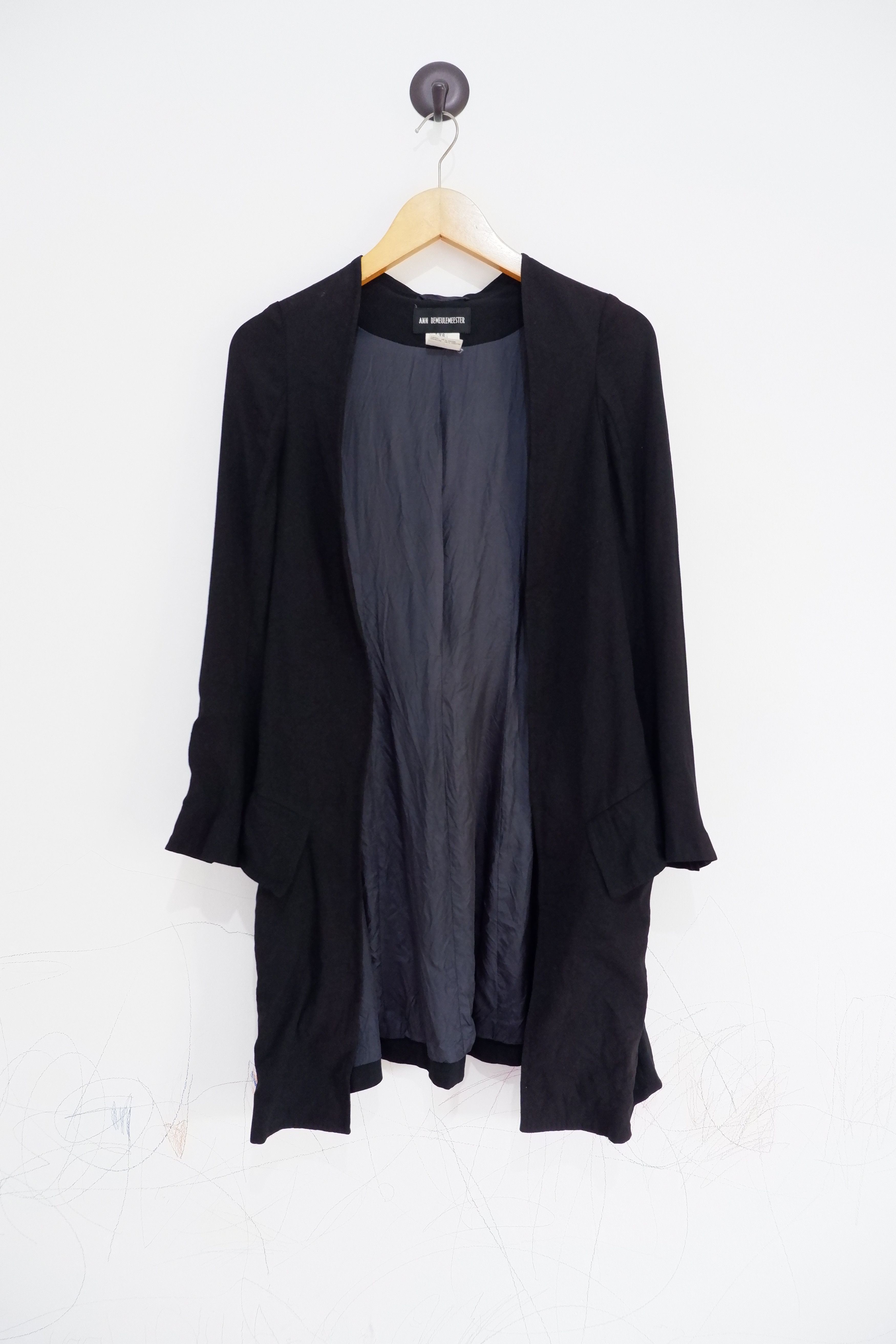 Image of Vintage Ann Demeulemeester Long Outer Blazer Jacket in Black, Women's (Size Small)