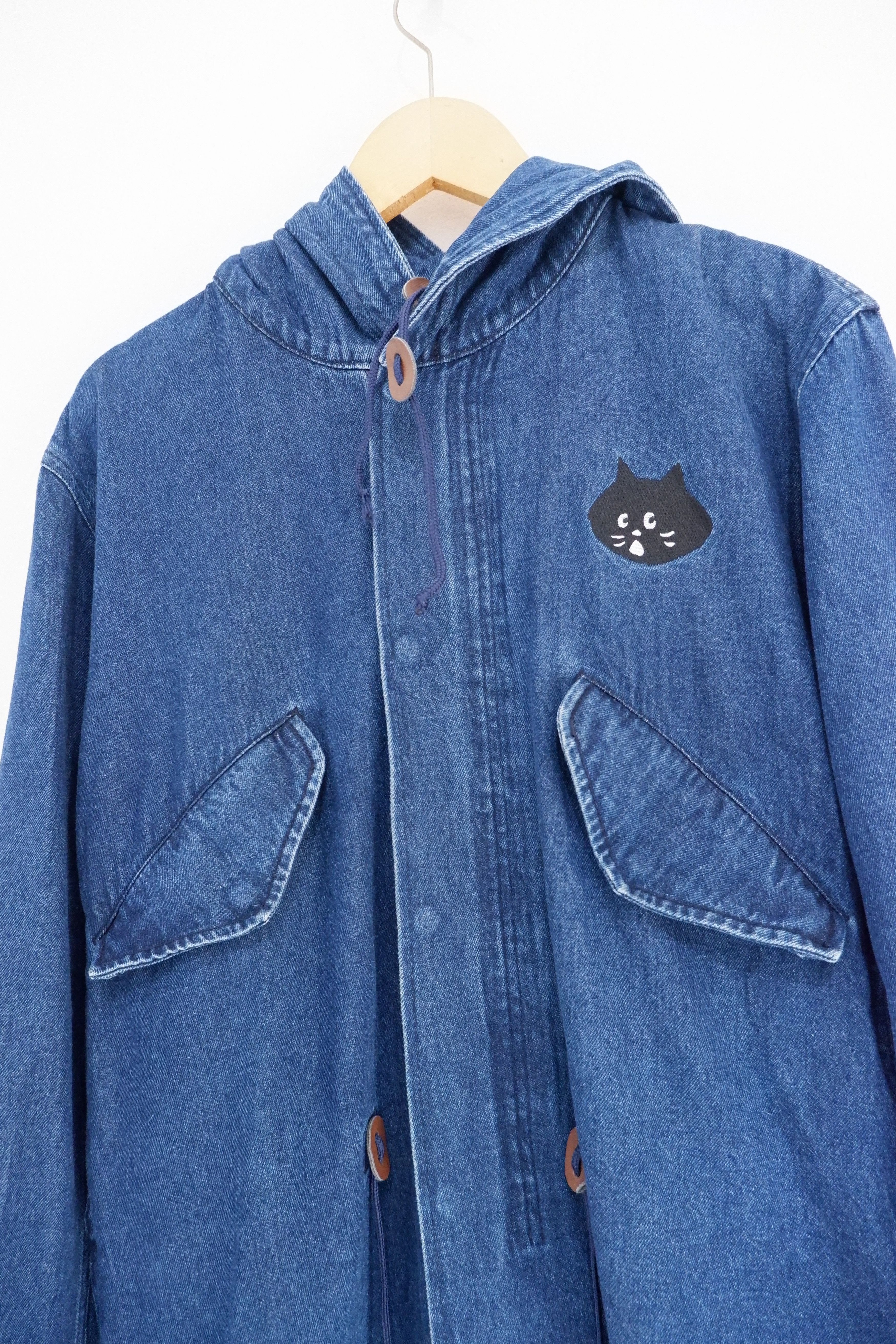 Ne-Net Vtg Ne-Net Issey Miyake Cat Logo Denim Parka Jacket Size US M / EU 48-50 / 2 - 2 Thumbnail