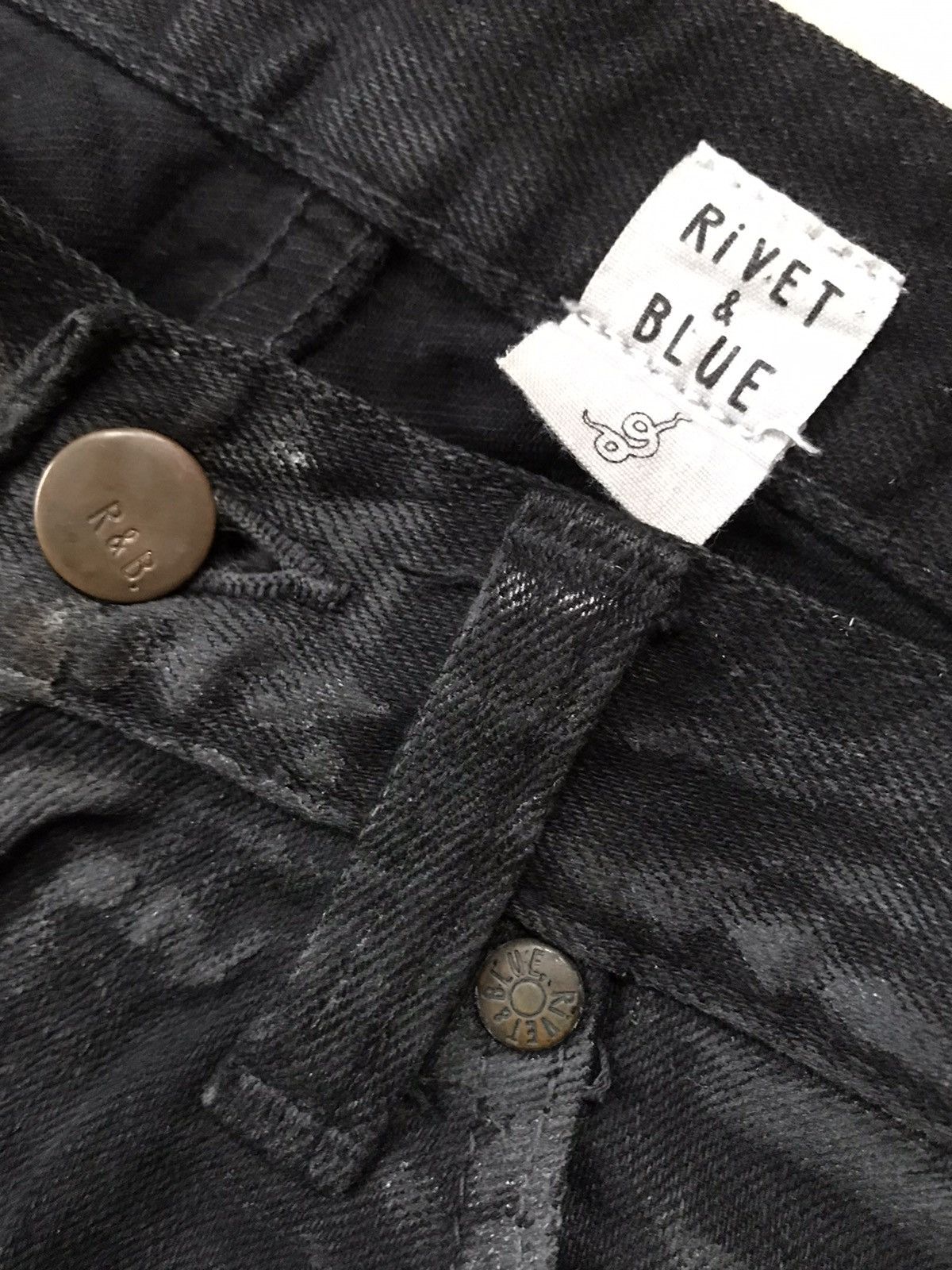 Le Grande Bleu (L.G.B.) 💥Archive Japanese Rivet Blue Splatter Wax Denim Size US 30 / EU 46 - 6 Thumbnail