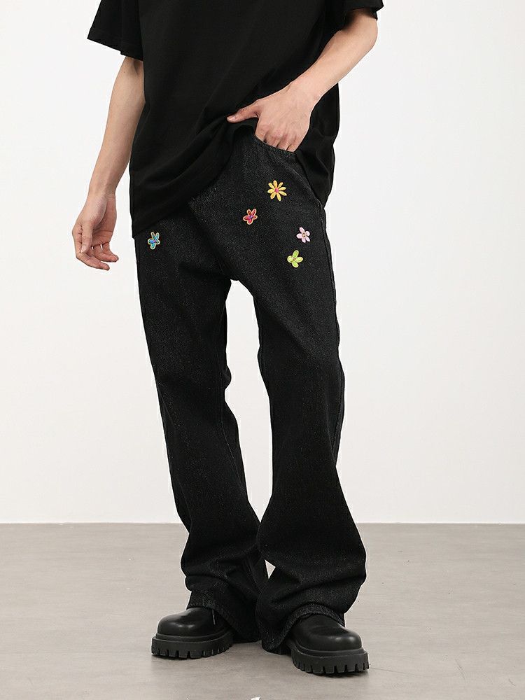 pattern y2k skate hiphop flared jeans