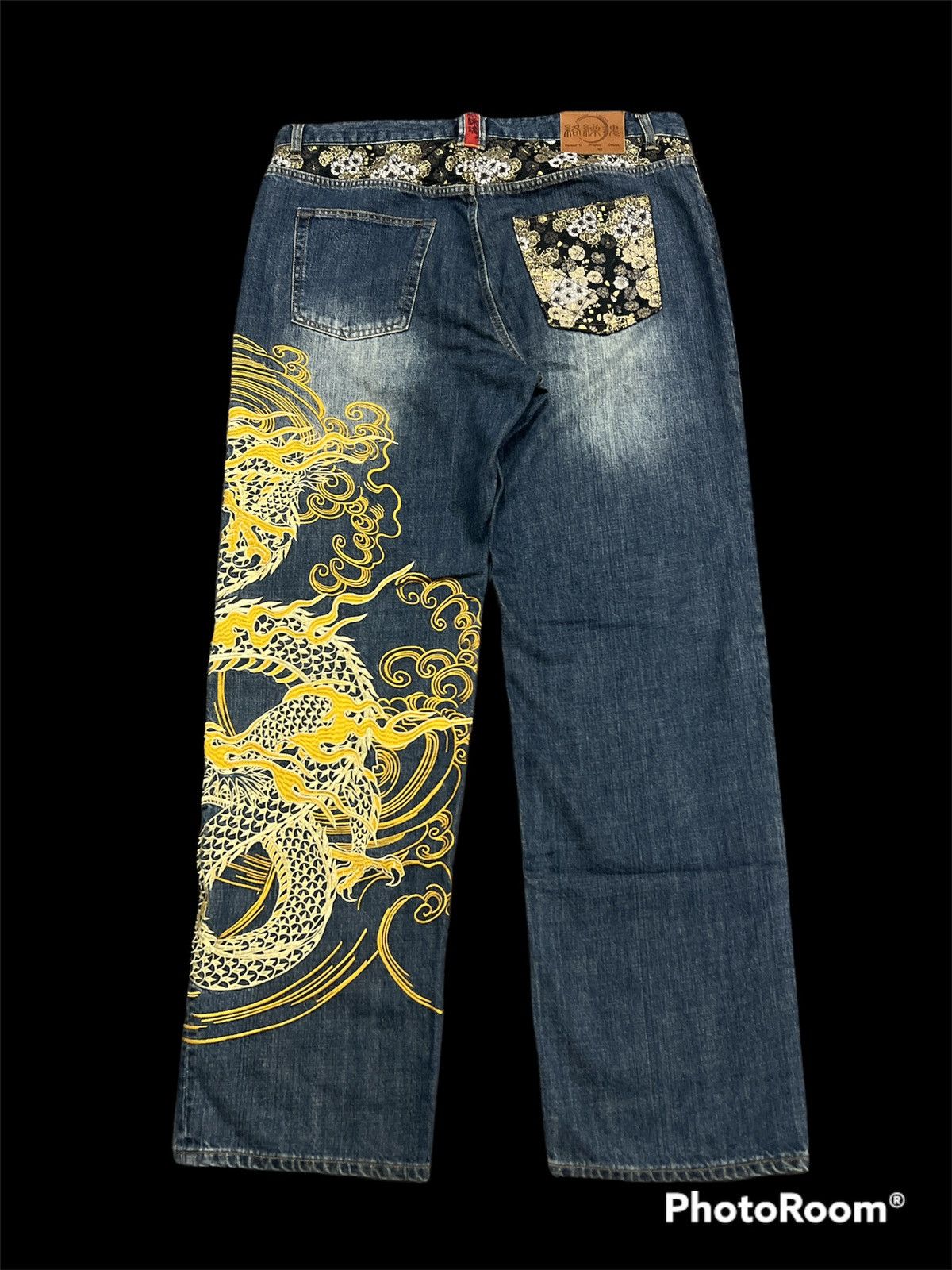 Dragonfly × Japanese Brand Sick🔥Gold Embroidered Dragon Japan brand Karakuri denim pant Size US 39 - 5 Thumbnail