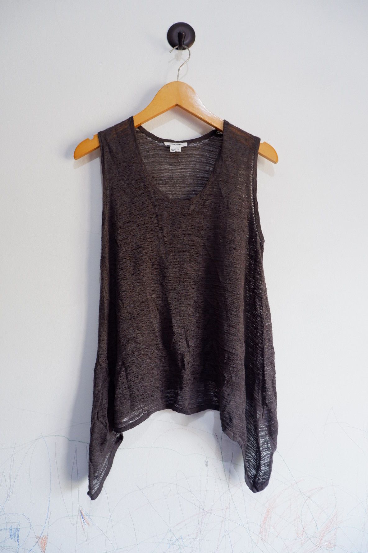 image of Helmut Lang Mesh Tank Top in Grey, Women's (Size Small)