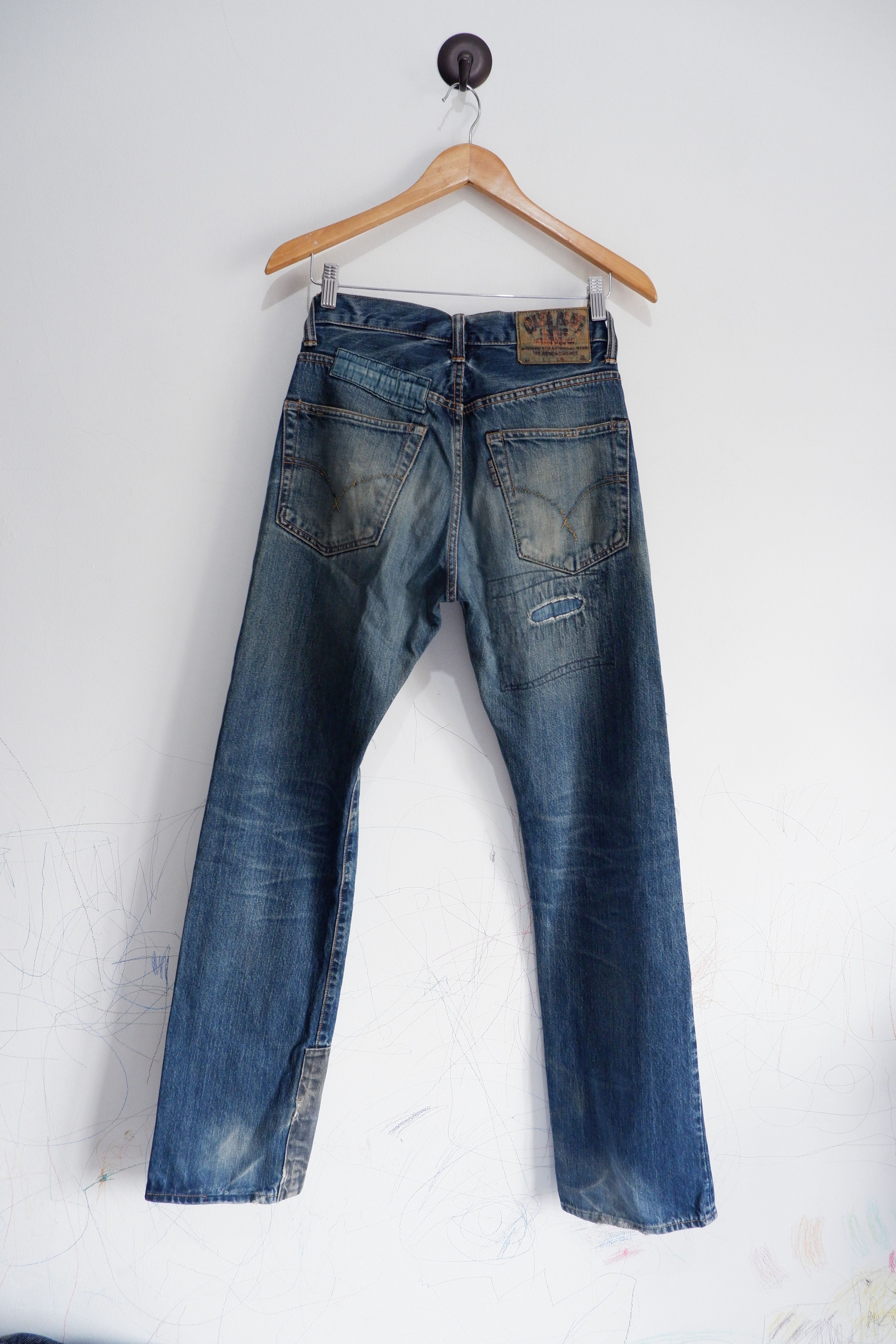 Japanese Brand Vintage Blue Blue Japan Boro Patchwork Jeans Size US 28 / EU 44 - 2 Thumbnail