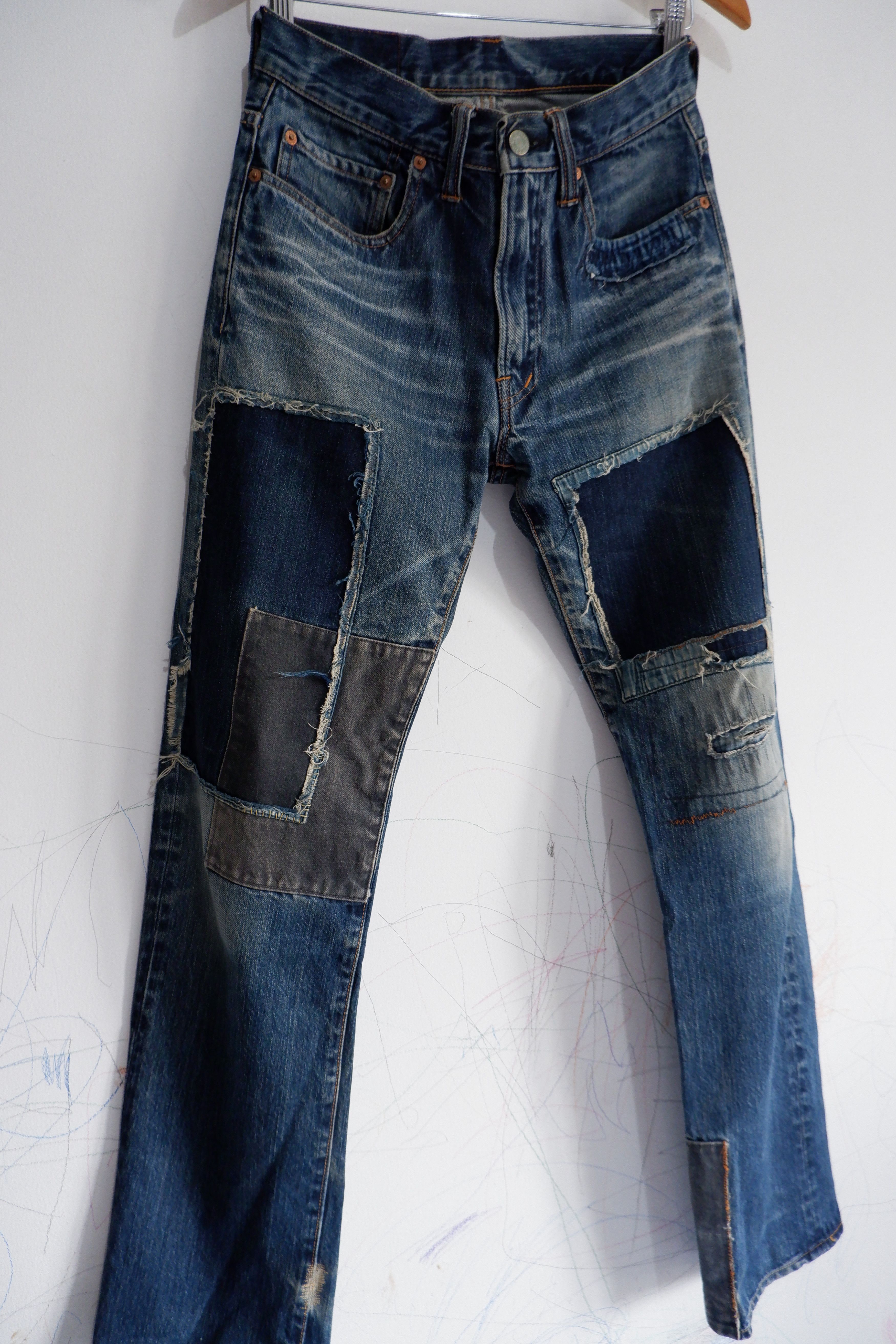 Japanese Brand Vintage Blue Blue Japan Boro Patchwork Jeans Size US 28 / EU 44 - 3 Thumbnail