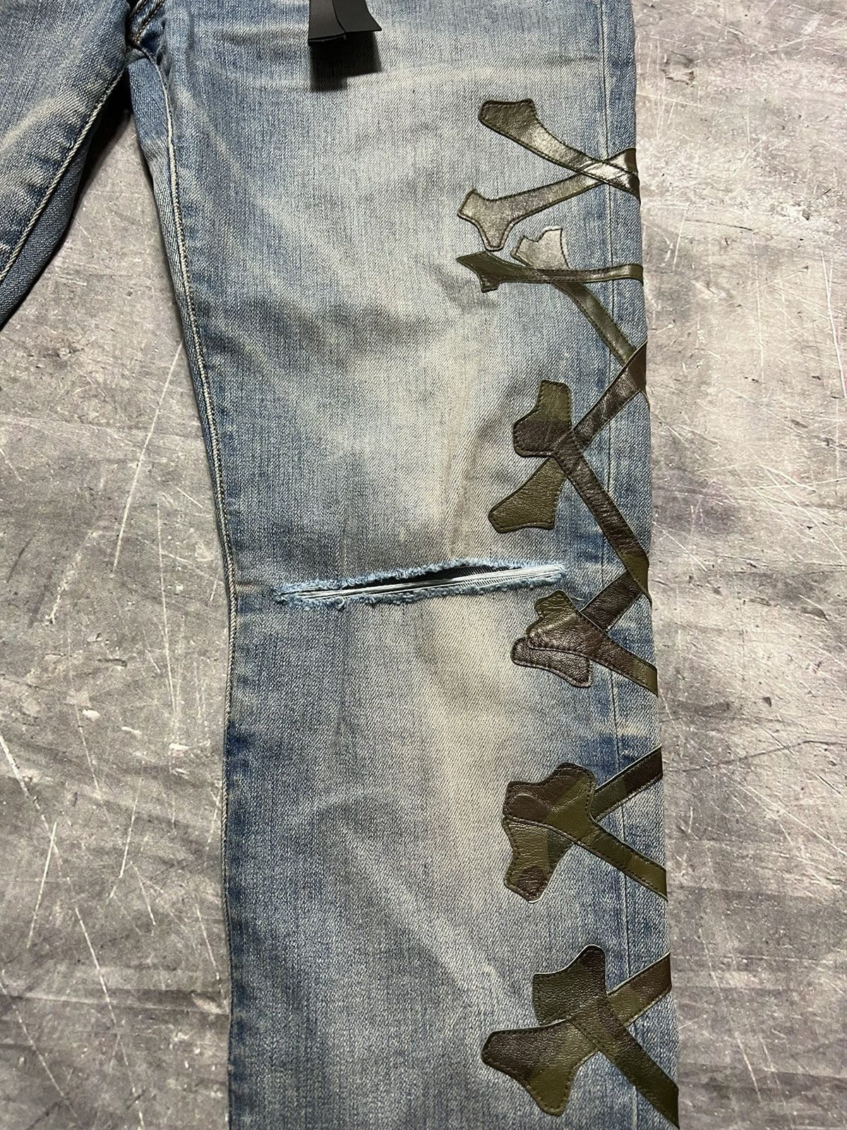 Amiri Amiri Bones Leather Patch Jeans Size US 34 / EU 50 - 4 Thumbnail