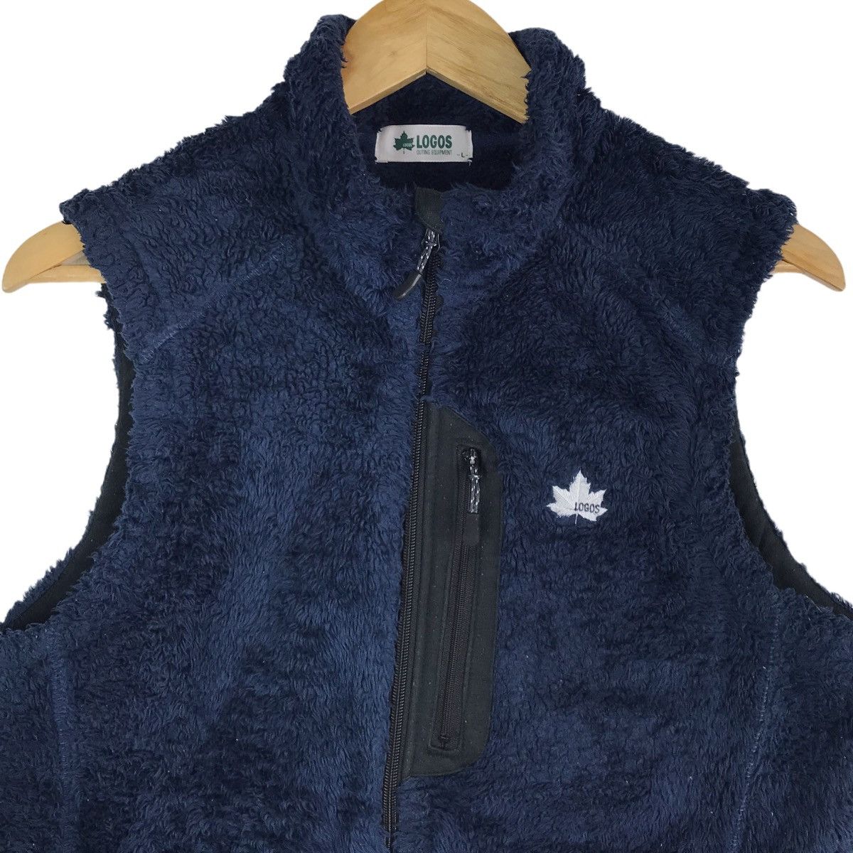 Other Logos Sleeveless Vest Pocket Outdoor Fleece Zip Up Jacket Size 42L - 2 Thumbnail
