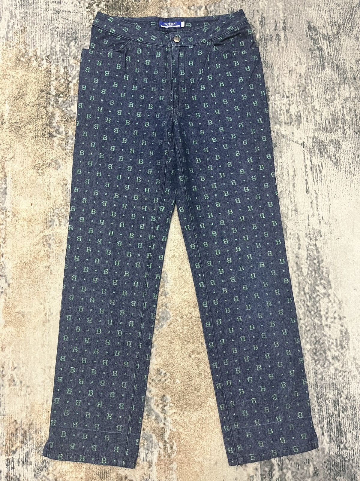 image of Burberry London Monogram Denim Jeans in Blue, Men's (Size 26)