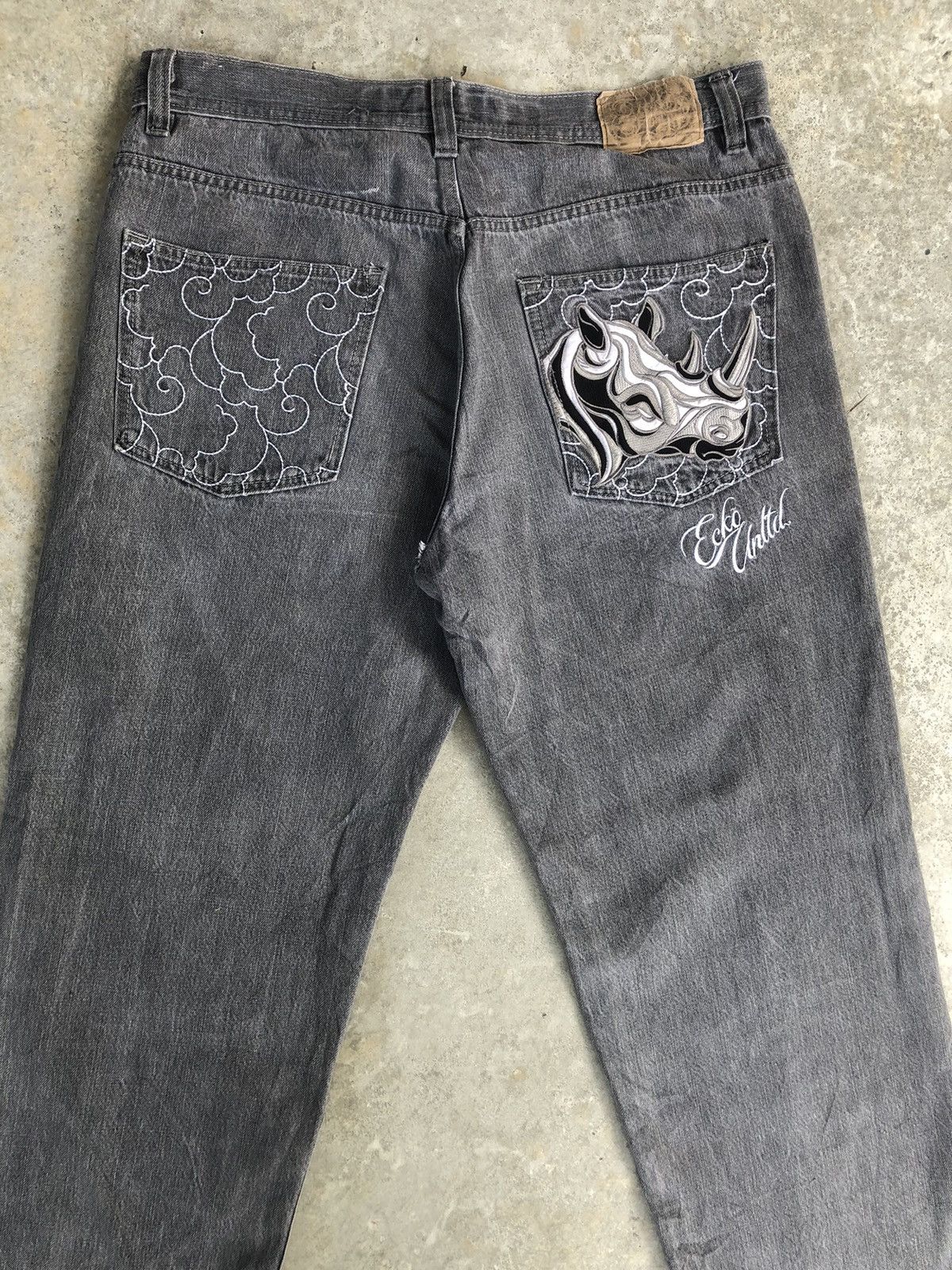 Ecko Unltd. Ecko Baggy Jeans hip hop Embroidered Jeans Skateboards Size US 37 - 9 Thumbnail