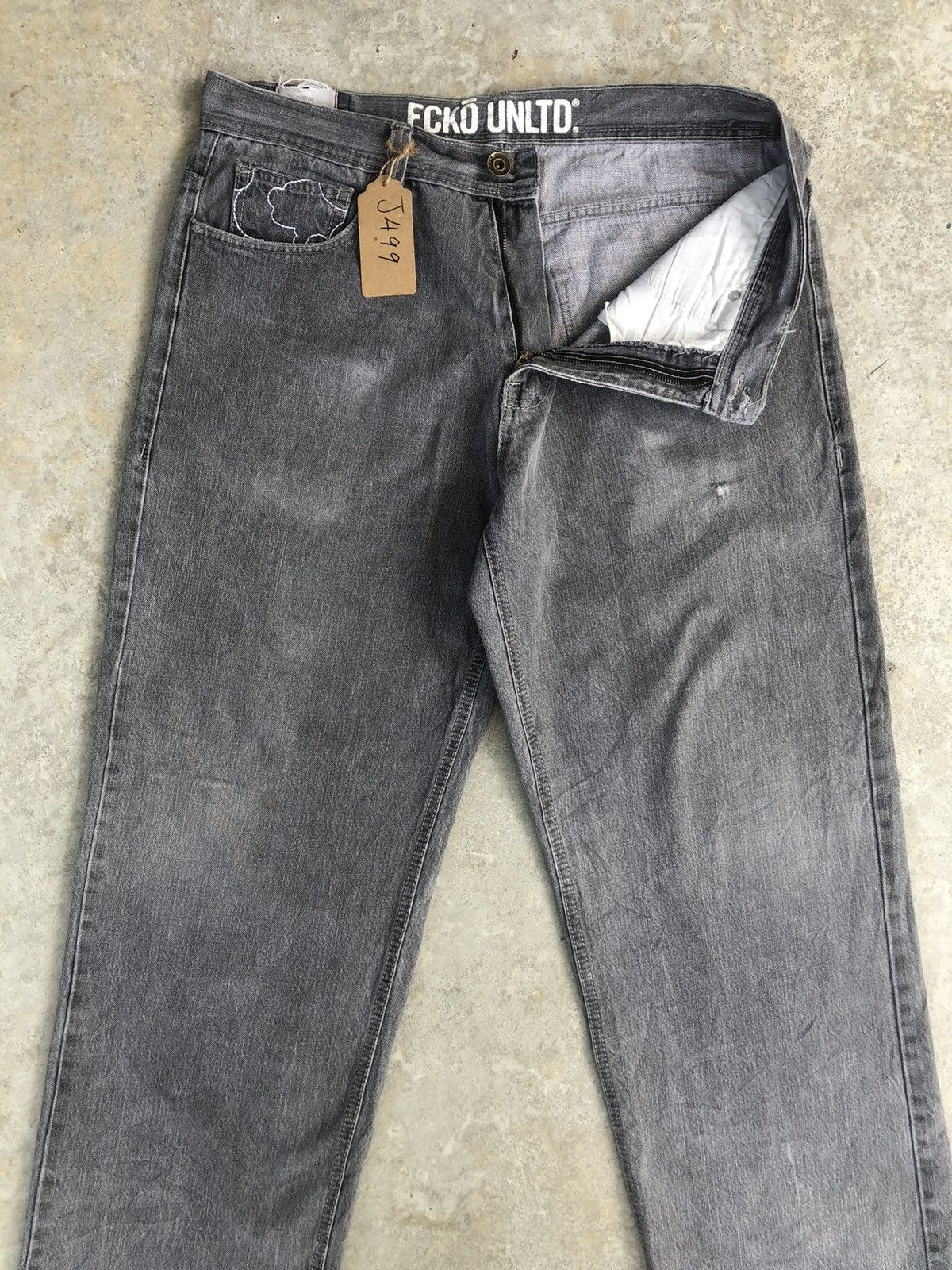 Ecko Unltd. Ecko Baggy Jeans hip hop Embroidered Jeans Skateboards Size US 37 - 4 Thumbnail