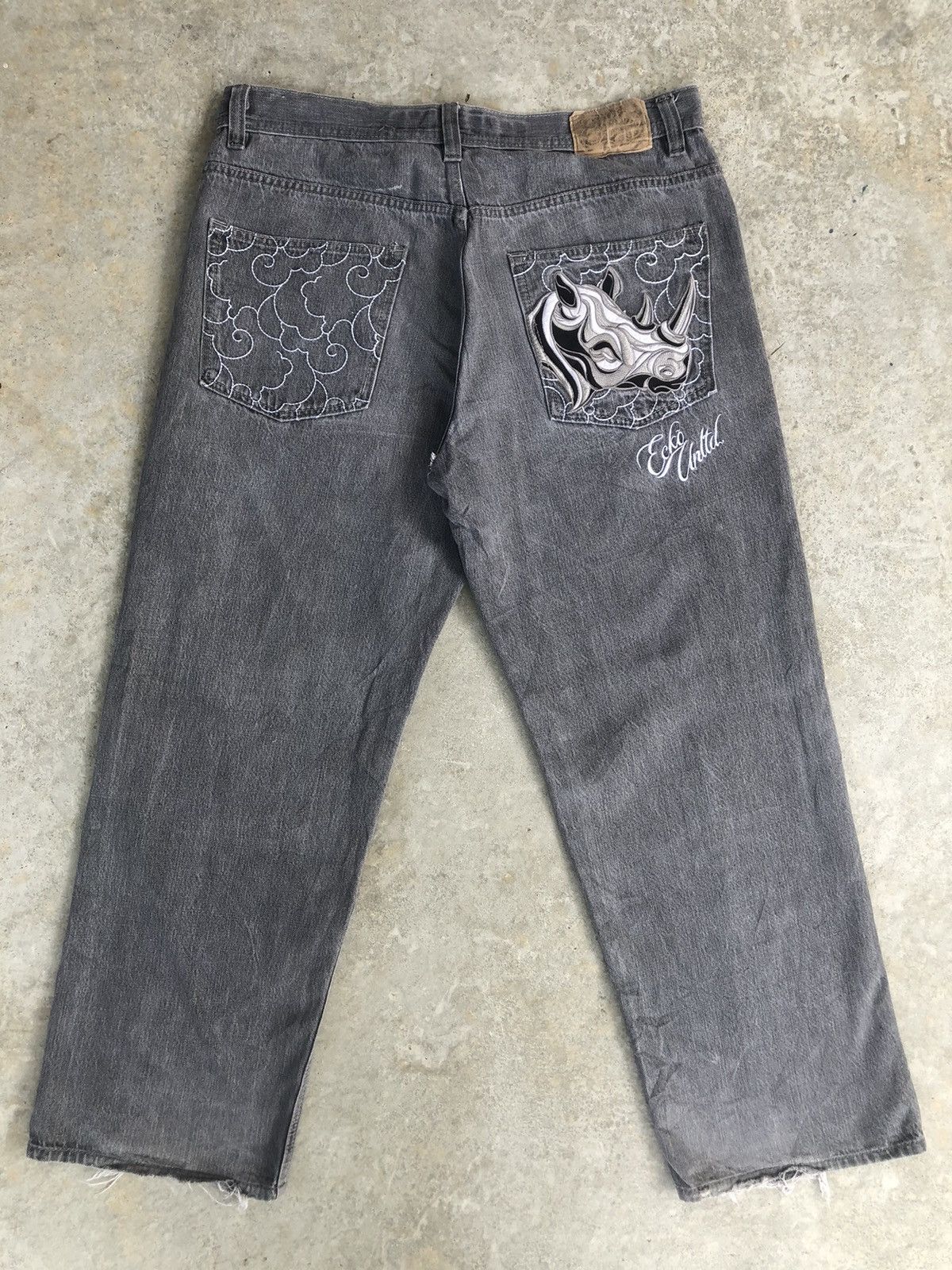 Ecko Unltd. Ecko Baggy Jeans hip hop Embroidered Jeans Skateboards Size US 37 - 2 Thumbnail