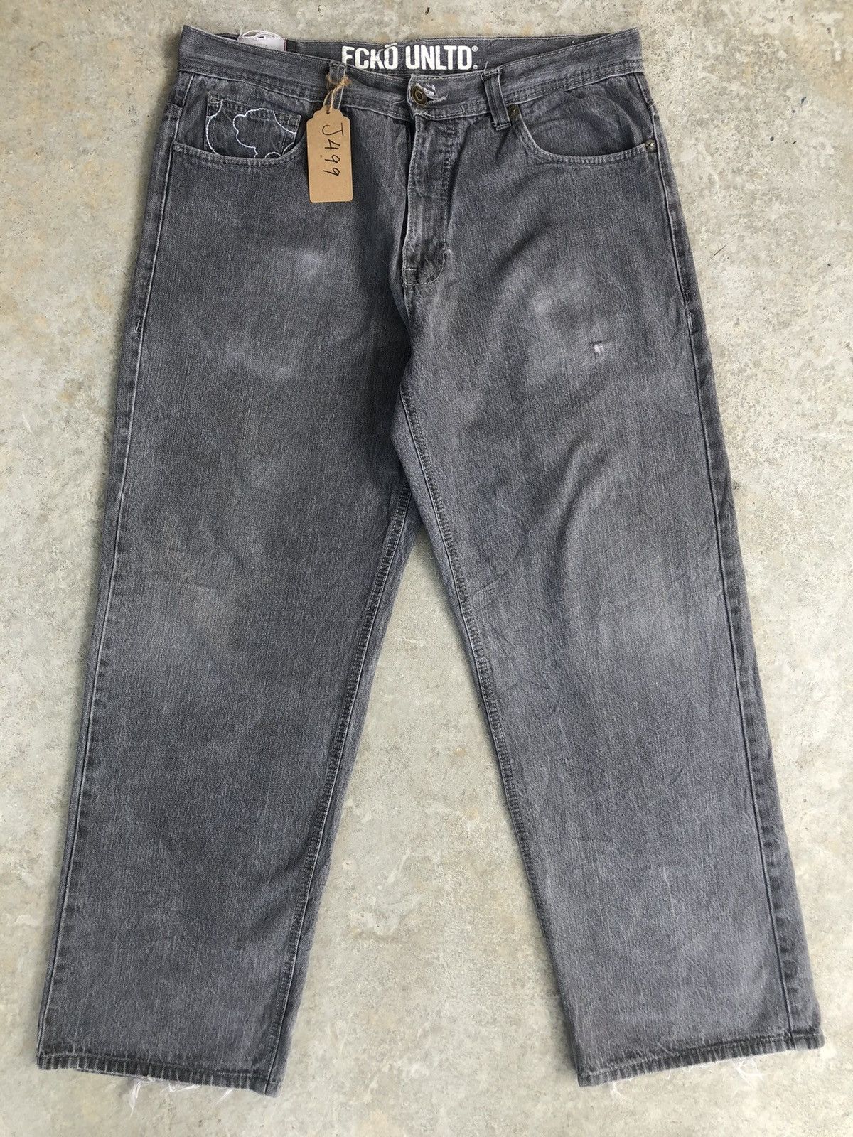 Ecko Unltd. Ecko Baggy Jeans hip hop Embroidered Jeans Skateboards Size US 37 - 3 Thumbnail