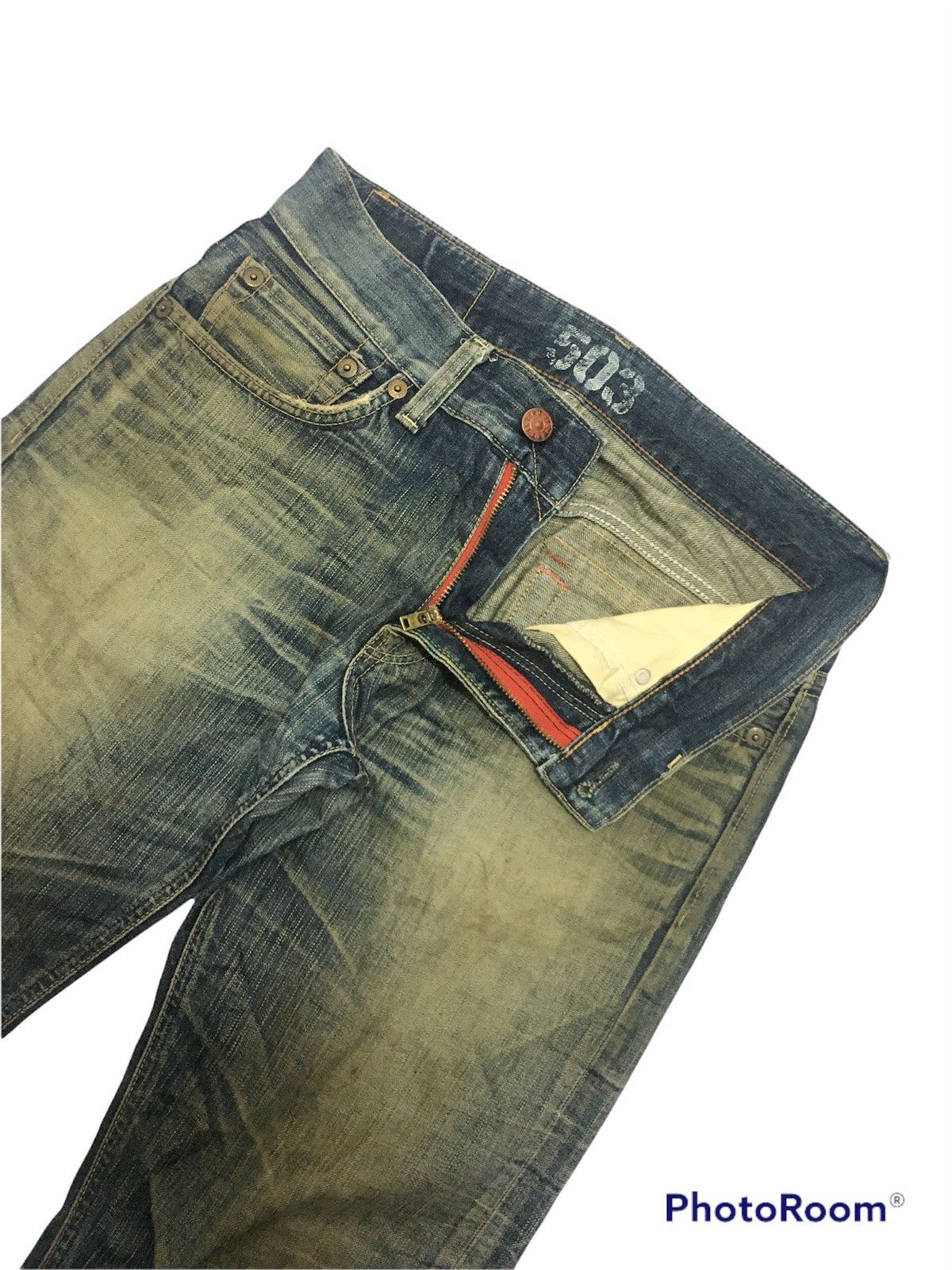 Edwin × Vintage 🔥SICK🔥Vintage Edwin 503 Blue Trip Distressed Denim pants Size US 32 / EU 48 - 6 Thumbnail
