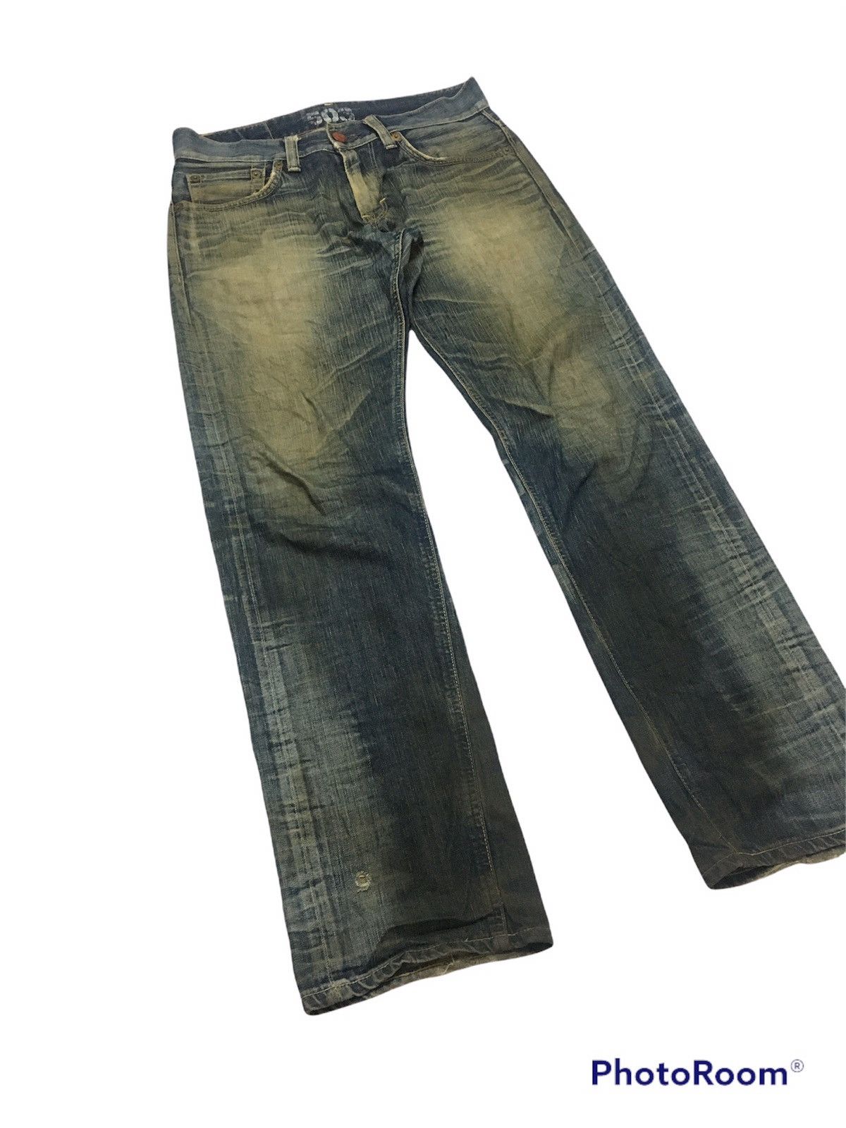 Edwin × Vintage 🔥SICK🔥Vintage Edwin 503 Blue Trip Distressed Denim pants Size US 32 / EU 48 - 4 Thumbnail