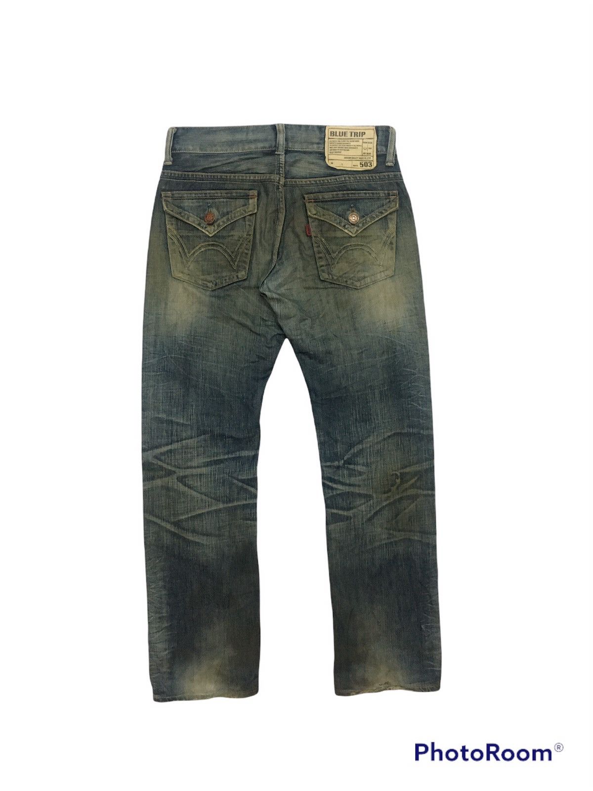 Edwin × Vintage 🔥SICK🔥Vintage Edwin 503 Blue Trip Distressed Denim pants Size US 32 / EU 48 - 7 Thumbnail